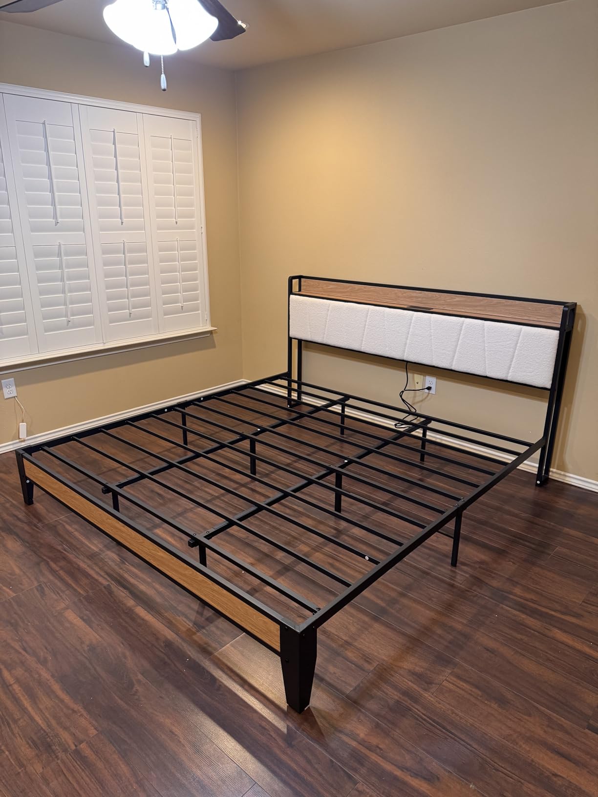 LIKIMIO King Size Bed Frame with Storage Headboard and Charging Station customer photo 1