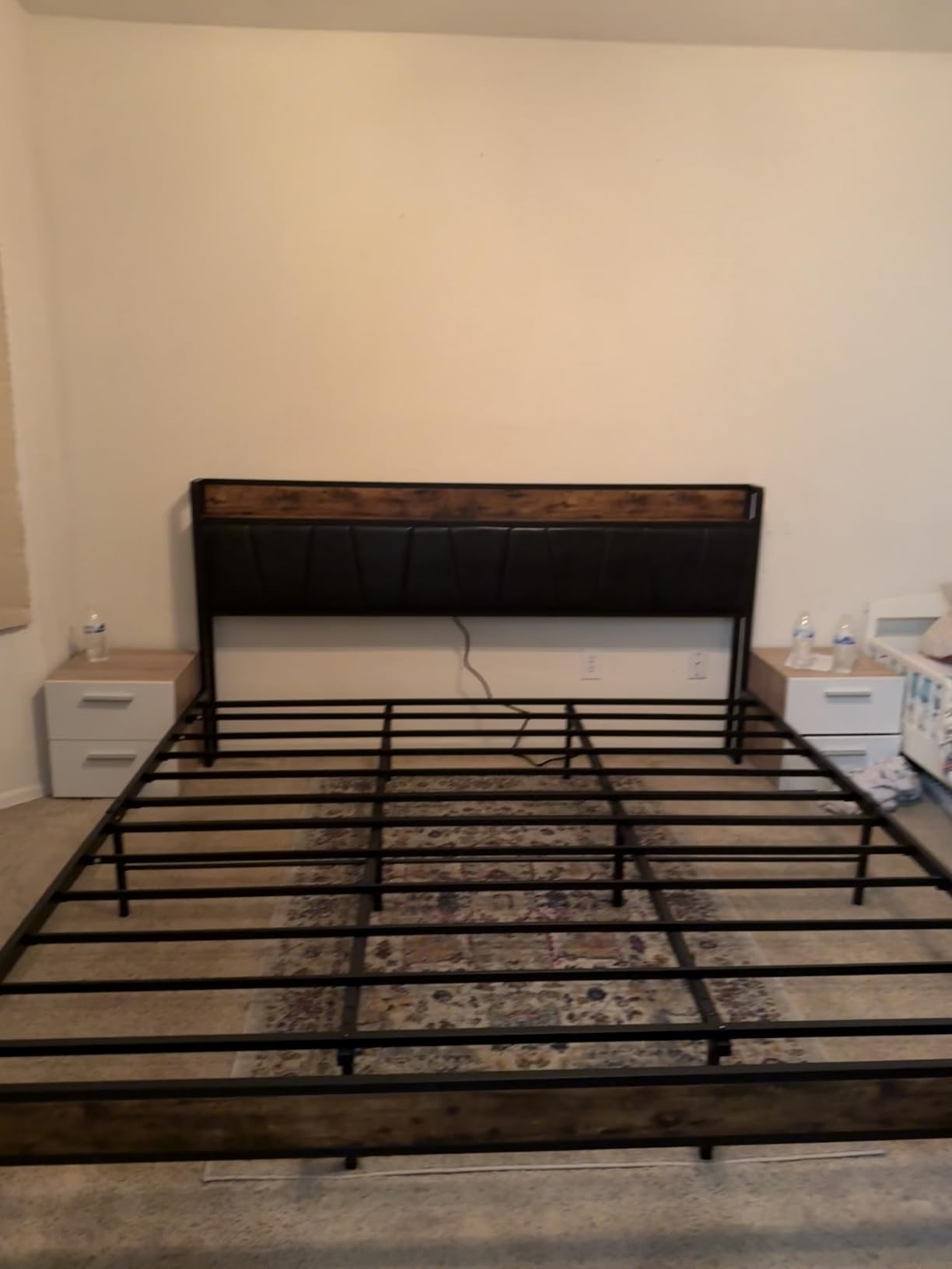 LIKIMIO King Size Bed Frame with Storage Headboard and Charging Station customer photo 2