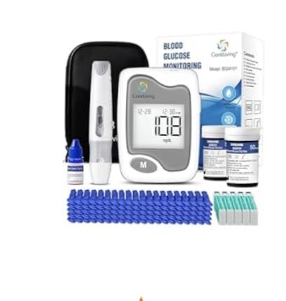 CareLiving BGM101 Blood Glucose Monitor Kit, 100 Test Strips, 100 Lancets, 1 Blood Glucose Meter, 1 Lancing Device, Diabetes Testing Kit, Portable Blood Sugar Test Kit, Glucometer Kit for Home customer photo 1