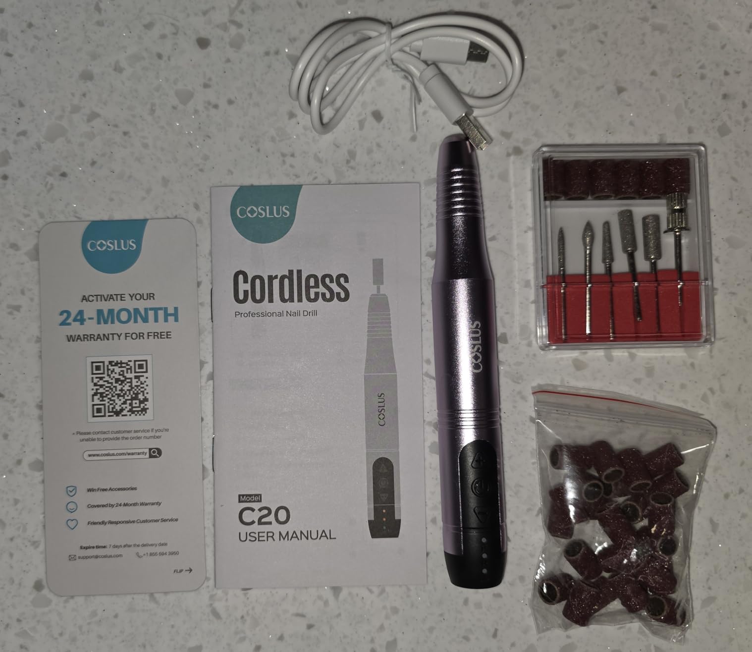 COSLUS C20 Cordless Nail Drill Electric File: Portable All-in-One Kit customer photo 1