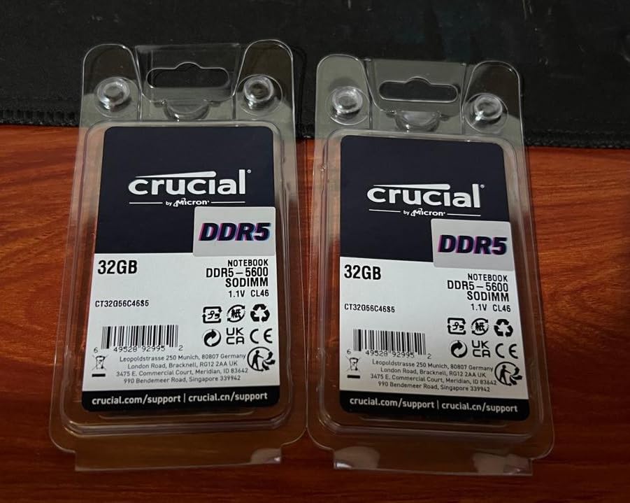 Crucial 32GB DDR5 RAM, 5600MHz (or 5200MHz or 4800MHz) Laptop Memory, SODIMM 262-Pin, Compatible with 13th Gen Intel Core and AMD Ryzen 6000 - CT32G56C46S5 customer photo 2