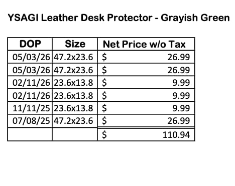 YSAGi Leather Office Desk Pad Protector, Large Mouse Pad, Non-Slip, PU Leather, Laptop Desk Blotter, Waterproof Writing Pad for Office and Home, Black, 23.6