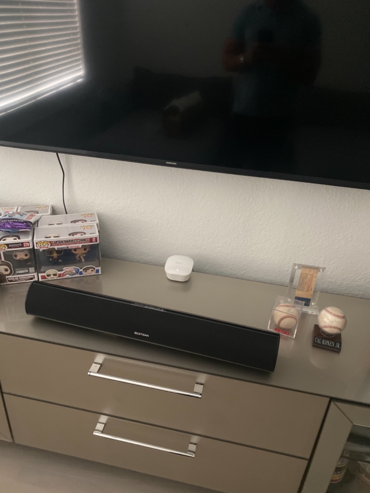 Bestisan Sound Bars for TV, 16'/50W Small Soundbar for TV, Sound Bar with Depths Sound Enhanced/DSP/Bass+/3EQ, Surround Sound Speakers for TV Works with HDMI ARC/CEC,Optical/BT/PC … customer photo 1
