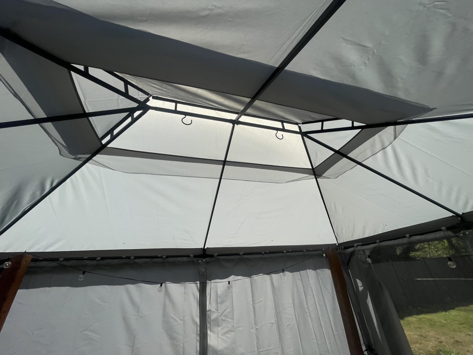 LAUSAINT HOME 10x13 Gazebo Canopy, Upgraded Metal Frame Heavy Duty Patio Canopy Tent Shelter with Double Roofs, Mosquito Nettings and Privacy Screens for Backyard, Garden, Lawn, Khaki customer photo 1