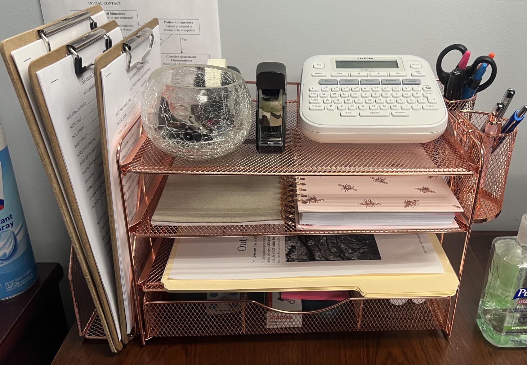 gianotter Desk Organizers and Accessories with File Holder, 4-Tier Desk Accessories & Workspace Organizers with Drawer and 2 Pen Holder, Paper Organizer for Office Supplies (Black) customer photo 1