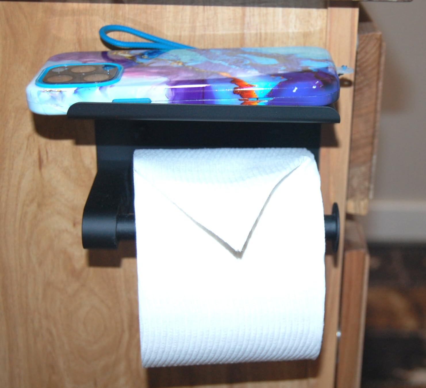 GLNLQ Matte Black Toilet Paper Holder with Shelf, Fits Mega Rolls Size customer photo 1