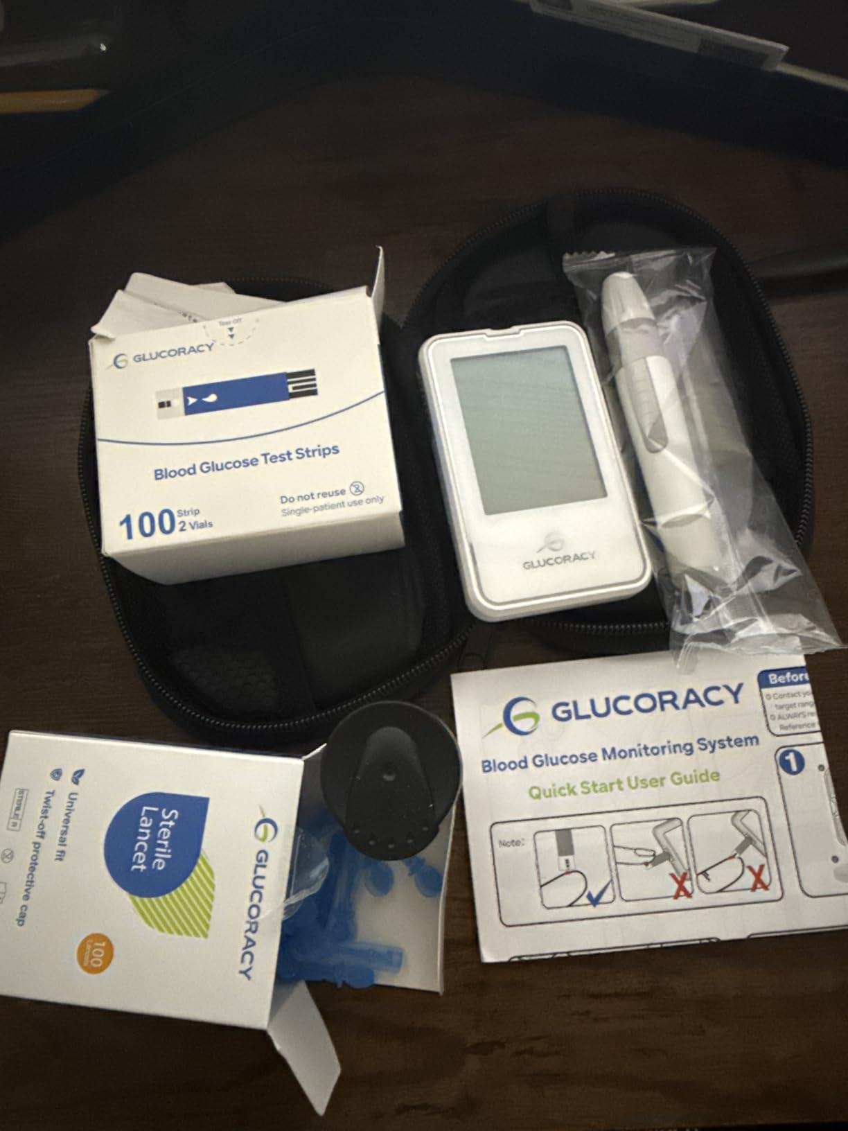Glucoracy Blood Glucose Monitor Kit, 100 Blood Sugar Test Strips, No Coding customer photo 1