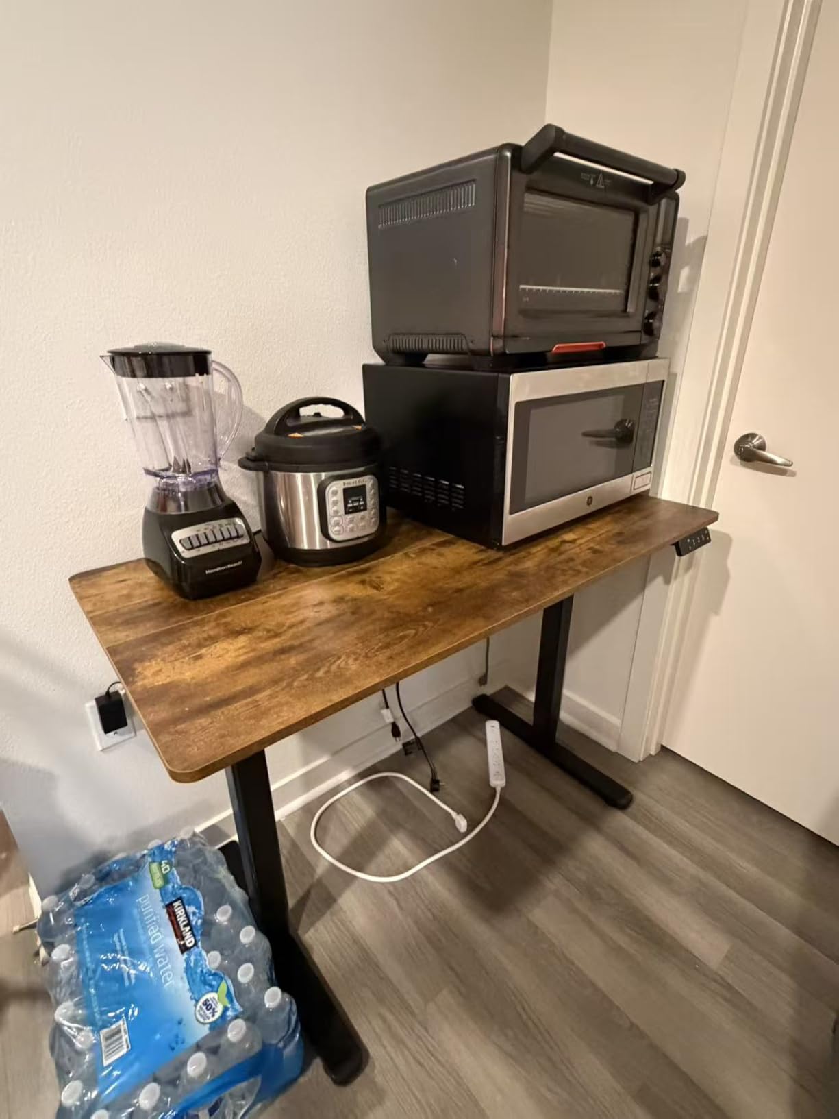 Claiks Electric Height Adjustable Standing Desk, 55x24 Inch, Rustic Brown | Smooth Height Adjustment, 3 Memory Presets, Cable management hub & hook, Stable Steel Frame, 156 lbs Capacity, Easy Assembly customer photo 2