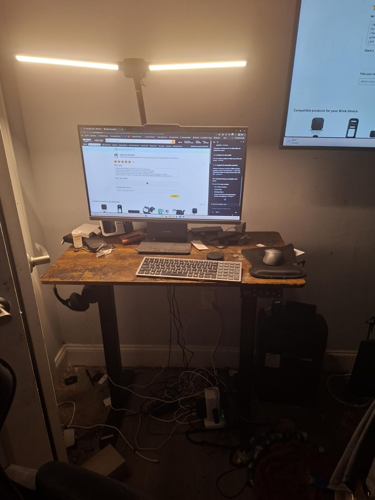 Claiks Electric Height Adjustable Standing Desk, 48x24 Inch, Rustic Brown customer photo 2