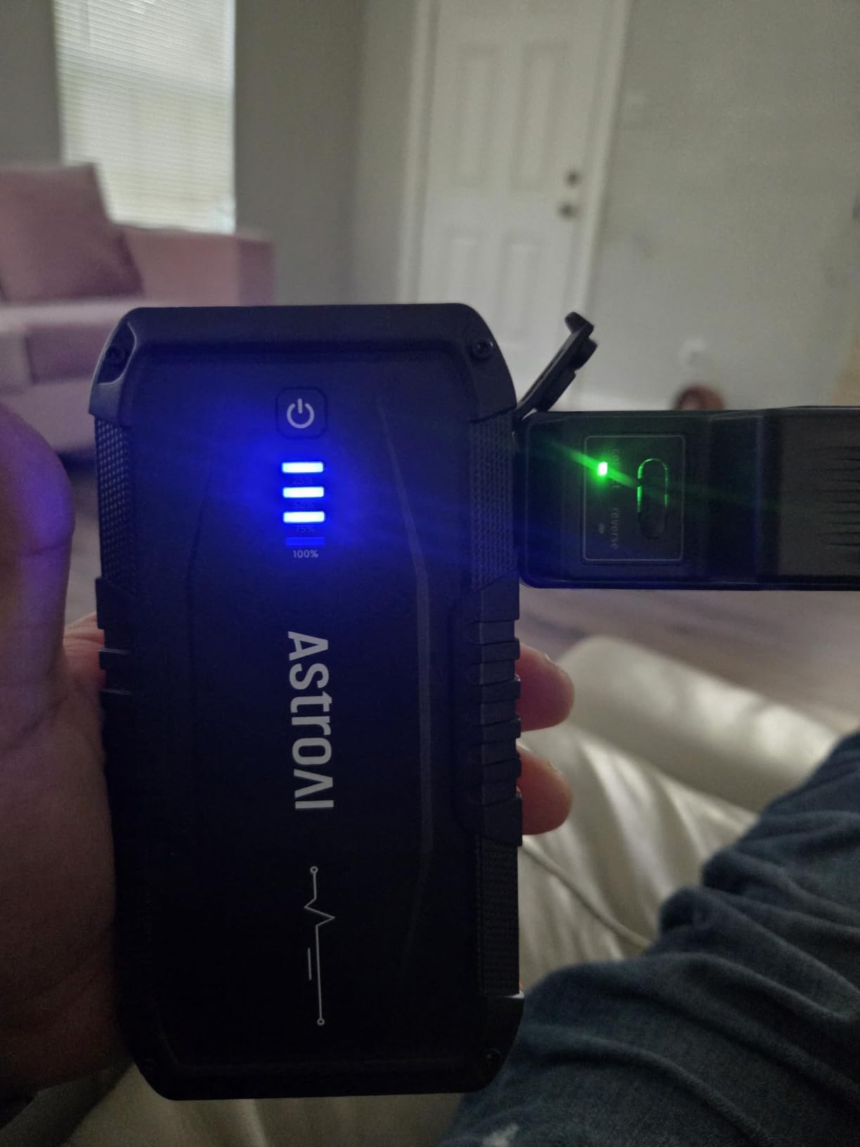 AstroAI S8 Car Battery Jump Starter 1500A - Portable 12V Lithium Jump Box | BOOST for Dead Battery, 3 Mode Flashlight, Power Bank & Smart Jumper Cables - for 6.0L Gas and 3.0L Diesel Engine, Orange customer photo 2