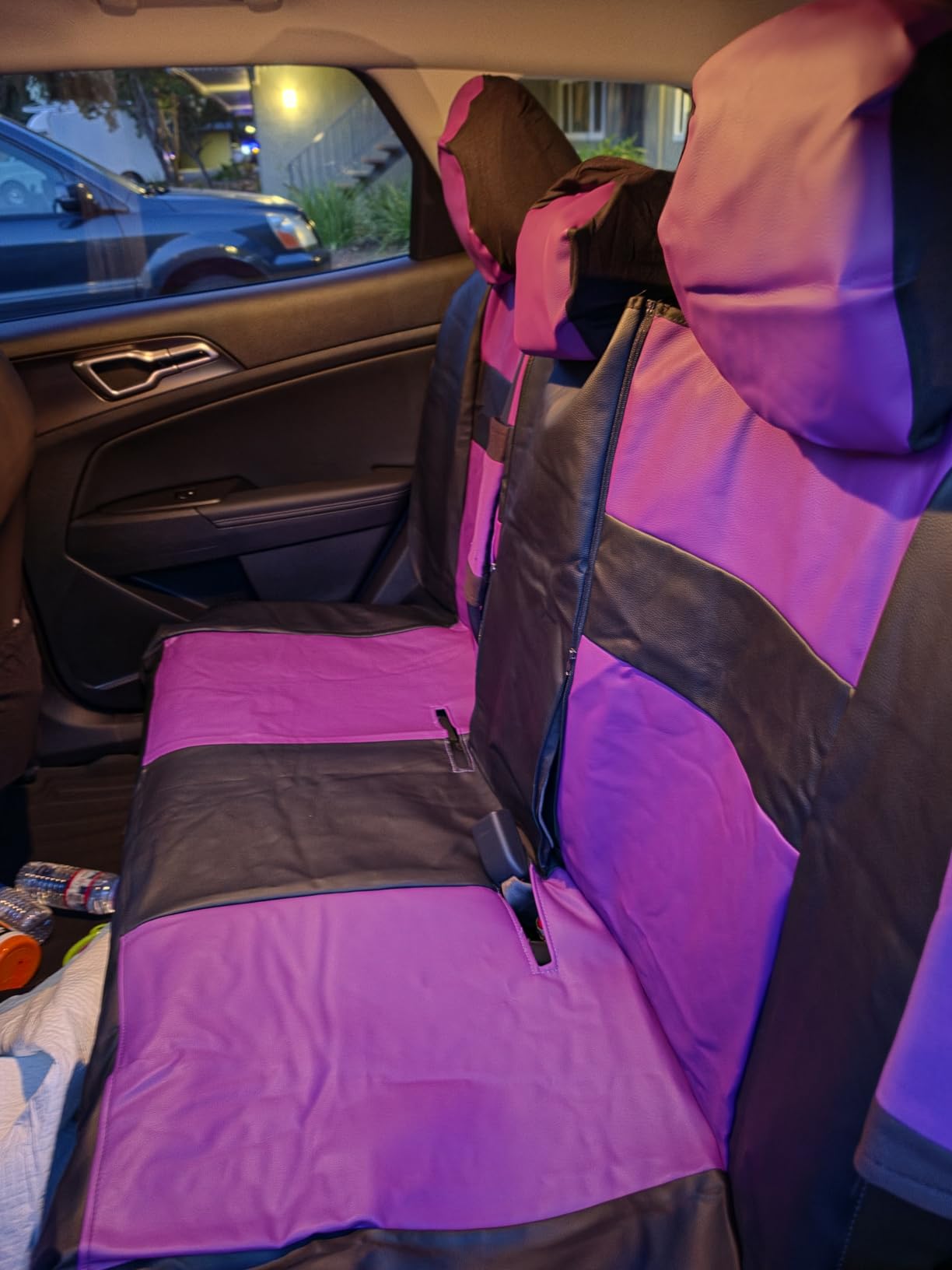 CAR PASS Faux Leather Car Seat Covers Front Seats Only, 3D Foam Support Car Seat Covers, Universal fit for Trucks Vans SUVs Sedans Automotive Comfortable, Airbag Compatible 2 Pieces Front Solid Black customer photo 2
