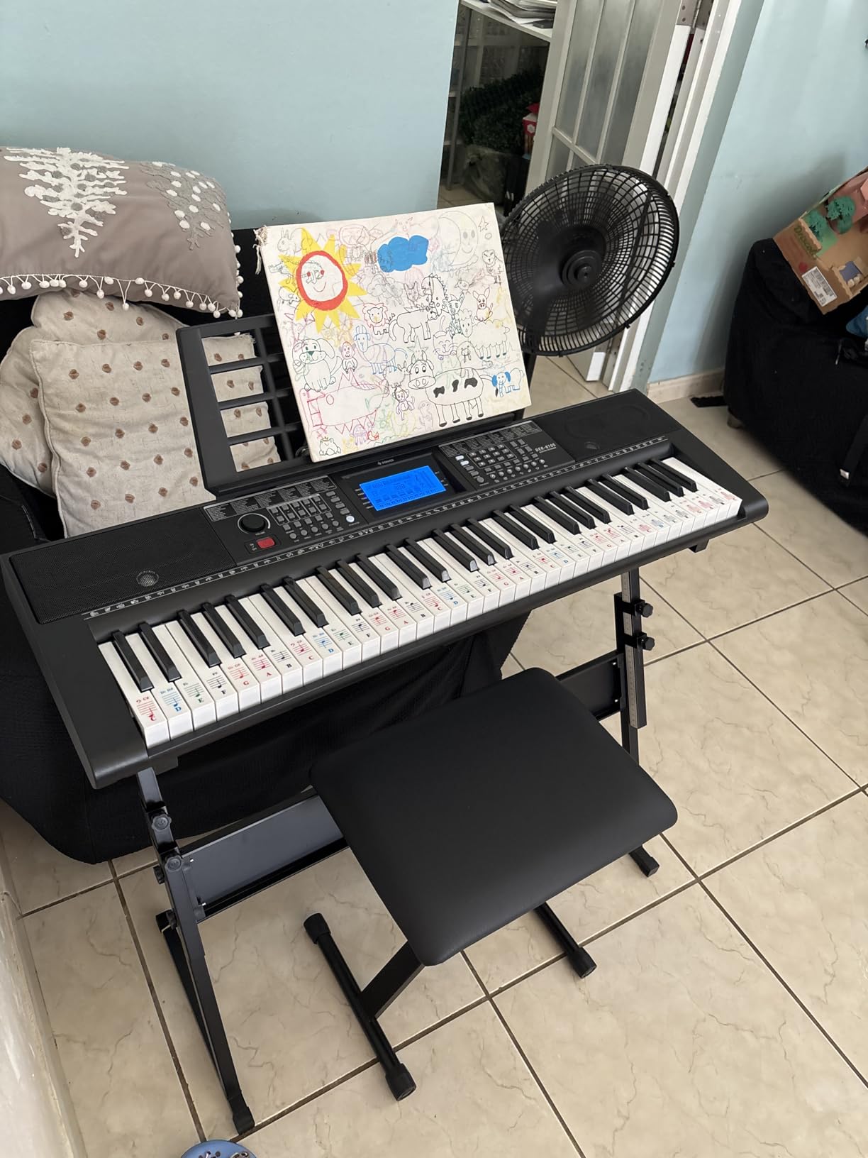 Donner 61 Key Keyboard Piano, Electric Piano Keyboard Kit with 249 Voices, 249 Rhythms - Includes Piano Stand, Stool, Microphone, Gift for Beginners, Black (DEK-610S) customer photo 1