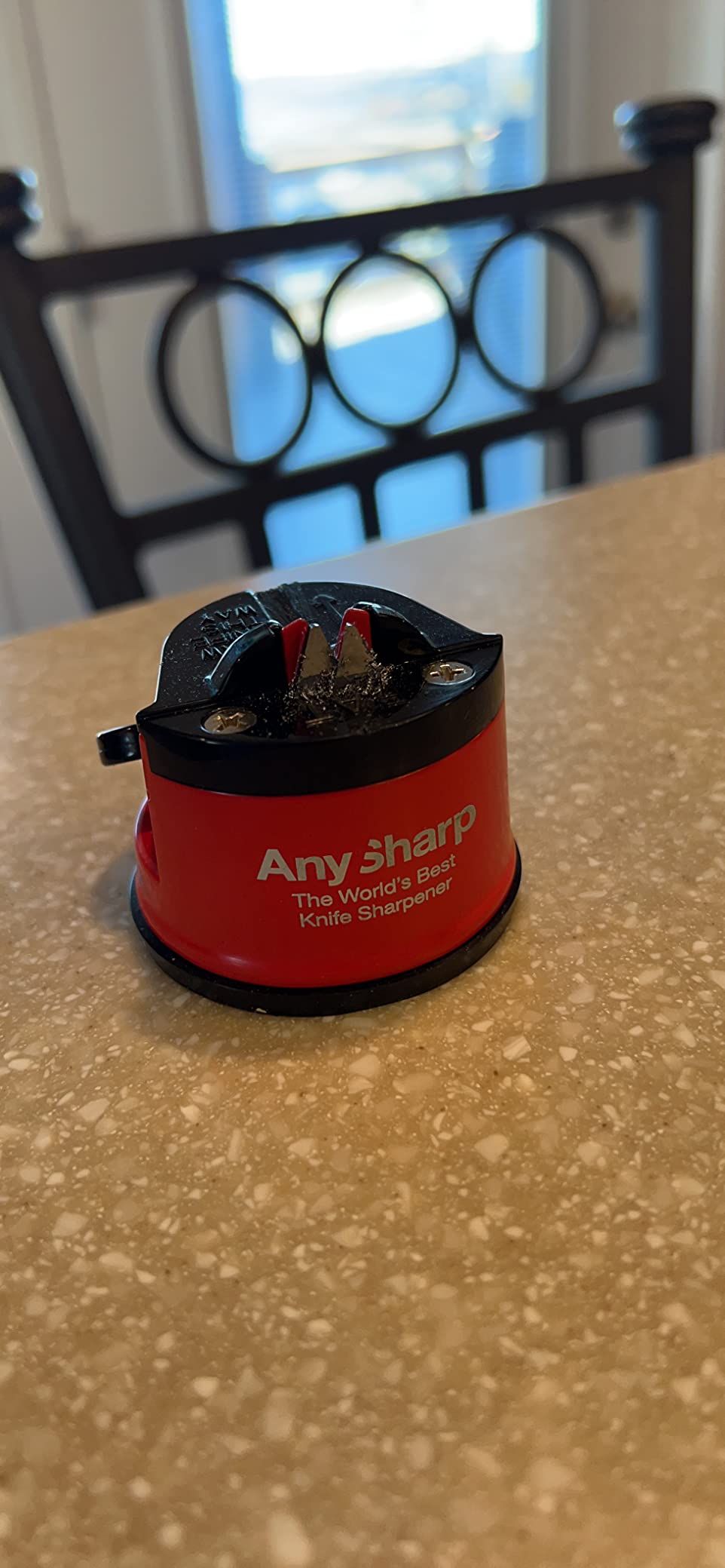 AnySharp – GLOBAL – Easy to Use, Hands Free Knife Sharpener - Red customer photo 1