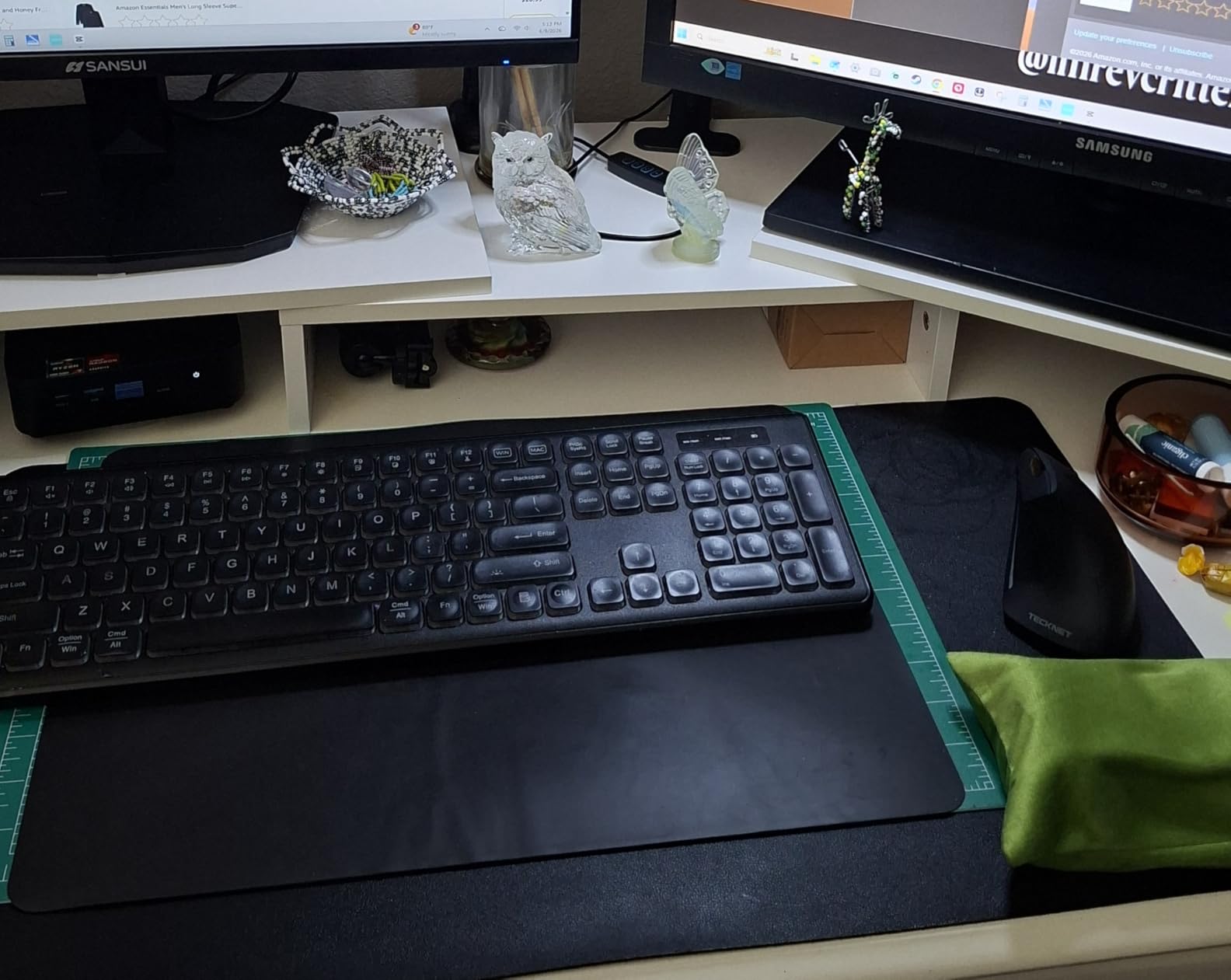 BONTEC Dual Monitor Stand Riser, Adjustable Length & Swivel Angle, White customer photo 1