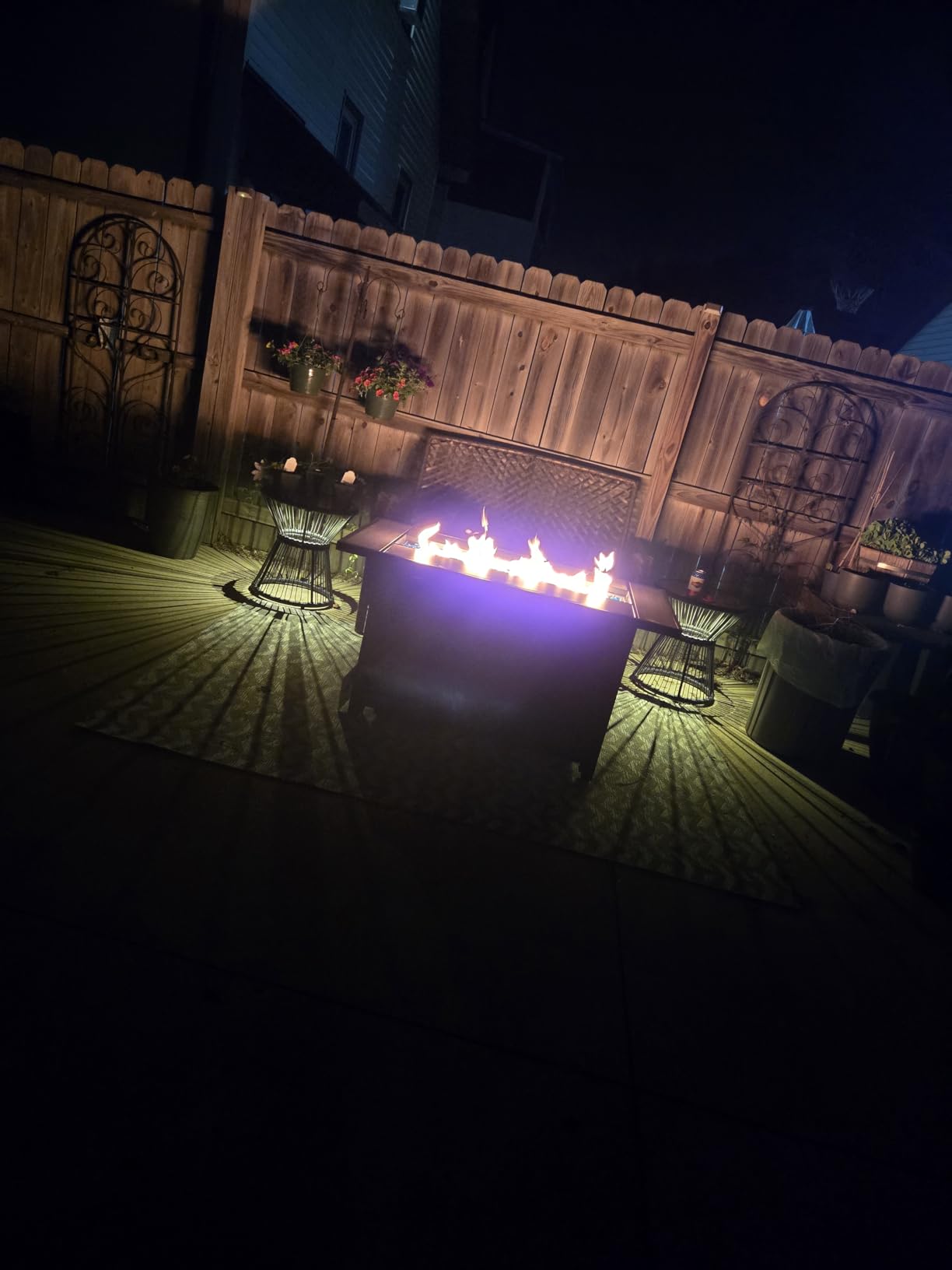 45in Fire Table, Propane Fire Pit with Glass Wind Guard and Rain Cover, Outdoor Firepit Table 50000 BTU 3-in-1 Fire Table for Patio/Yard/Balcony, Gray Tabletop customer photo 2