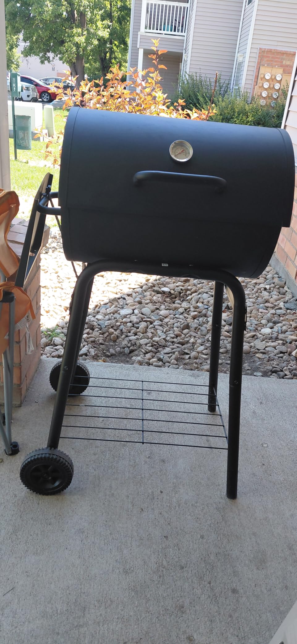 Charcoal Grill with Side Table,Barrel BBQ Grill 500 Sq In Cooking Area | Charcoal Outdoor BBQ Grill,for backyard,camping and picnic outdoor barbecue cooking by DNKMOR customer photo 1