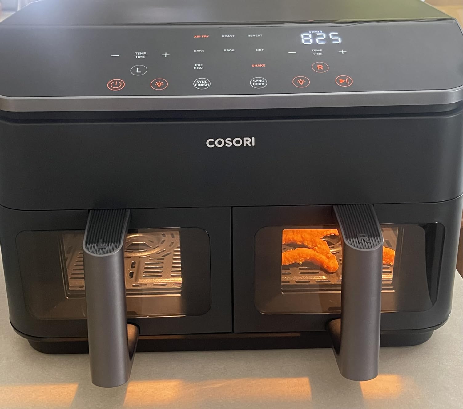 Cosori Dual Air Fryer, 9QT, 10-in-1, Sync Cook & Finish, Max 450°F | Dual 4.5QT Baskets, Independent Cooking, Touch Control, 95°-450°F, 85% less oil, 130+ Nutritional Recipes, Dishwasher-Safe customer photo 1