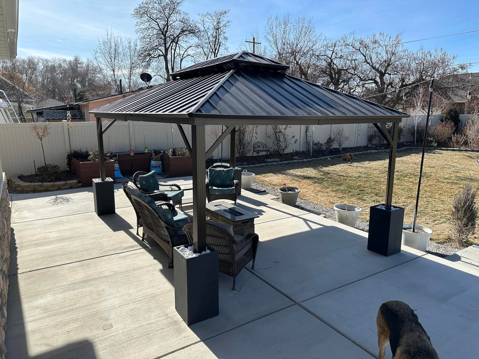 EROMMY 10' x 12' Hardtop Gazebo, Aluminum Frame Gazebos with Galvanized Steel Double Roof, Permanent Outdoor Metal Pavilion with Curtain and Netting for Patio, Lawn, Deck customer photo 1