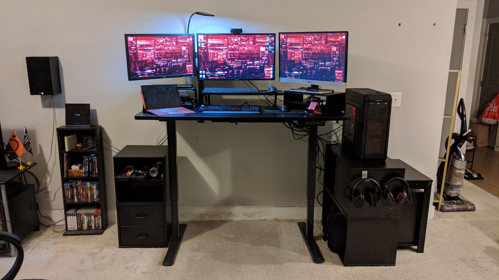 VIVO Black 60 x 30 in Standing Desk, DESK-KIT-1B6B-30 | Electric, Holds 220 lbs, Sit Stand, Height Adjustable, Extra Deep Table Top, Memory Presets, 1B Series, Black Frame customer photo 1