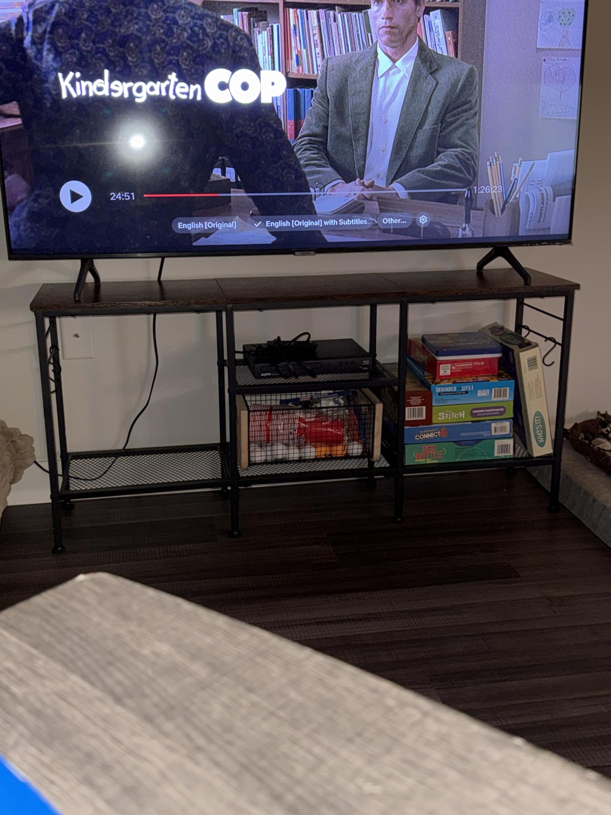 Furologee TV Stand, Entertainment Center with Open Shelves, Rustic Brown customer photo 2