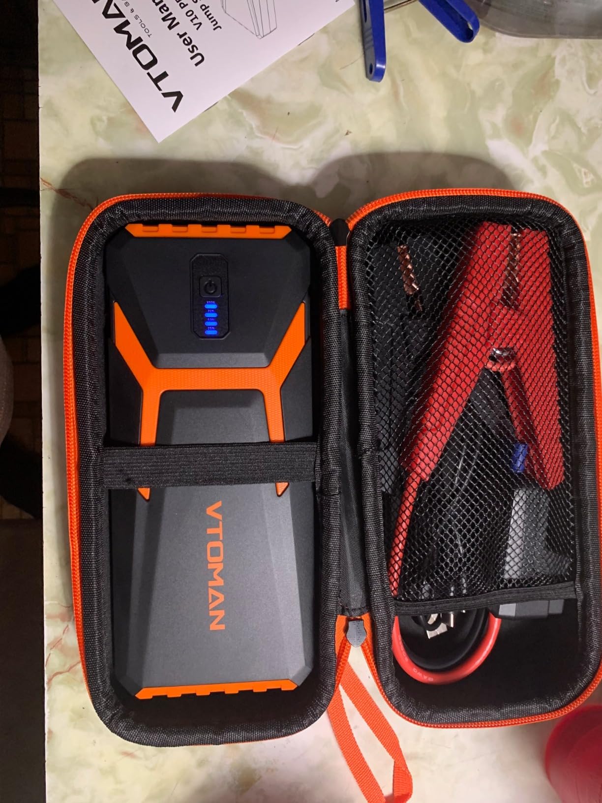 VTOMAN V10 Pro 4500A Jump Starter, Portable Car Starter (All Gas, 10.0L Diesel Engine) 12V Lithium Jump Box, Battery Booster Power Pack, Car Battery Charger Jumper with Type C Quick Charge, LED Lights customer photo 2