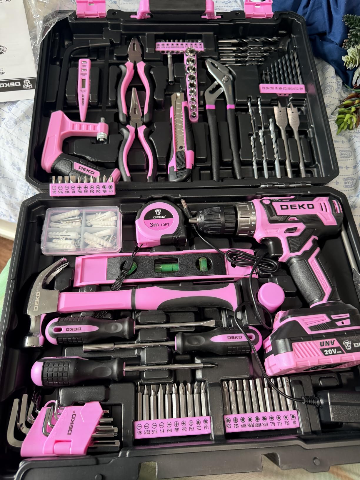 Cordless Drill Tool Kit Set: 20V Power Drill Tool Box with Battery Electric Drill Driver for Men Home Hand Repair Basic Toolbox Tools Sets Drills Case customer photo 1