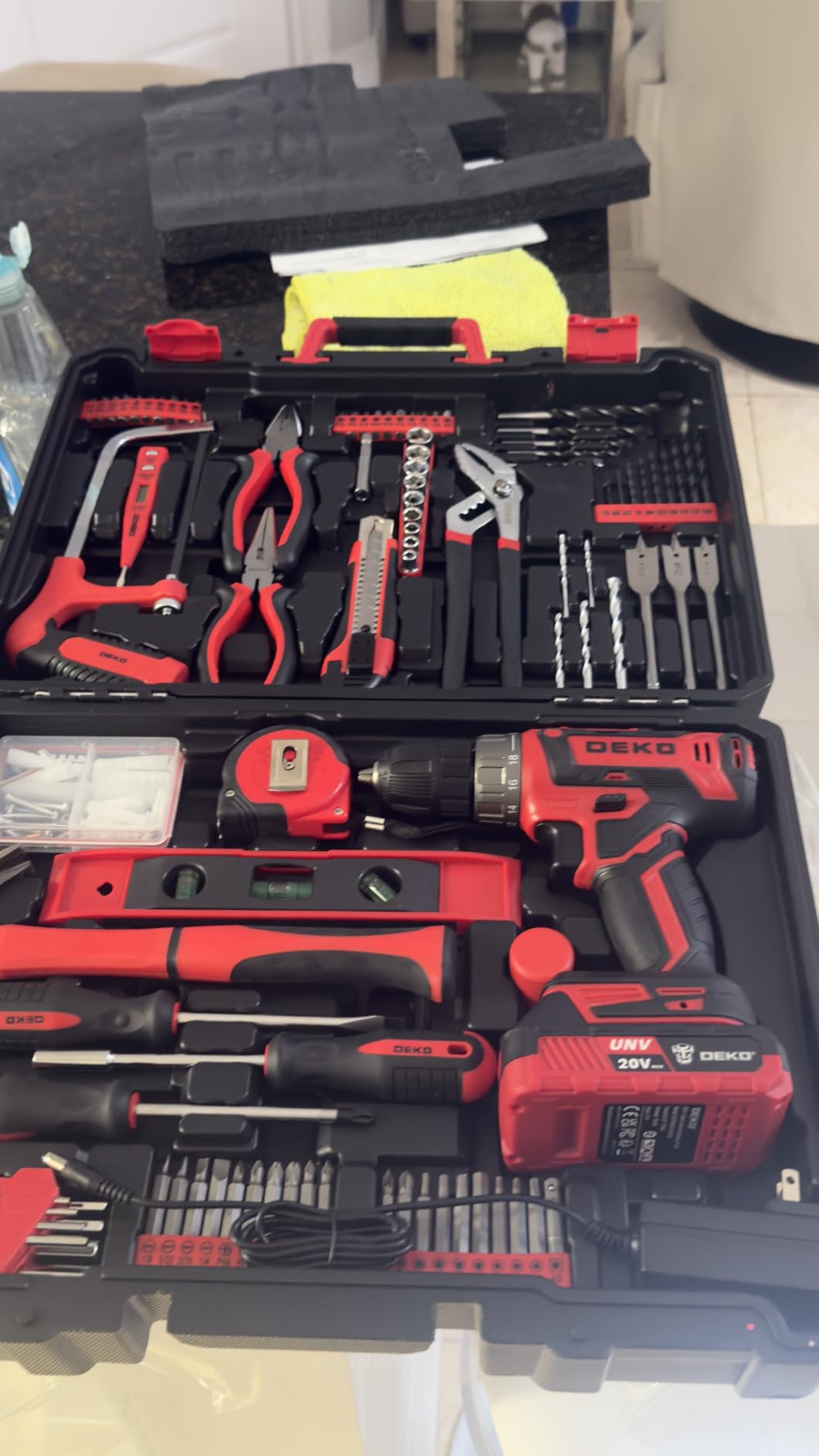 Cordless Drill Tool Kit Set: 20V Power Drill Tool Box with Battery Electric Drill Driver for Men Home Hand Repair Basic Toolbox Tools Sets Drills Case customer photo 2
