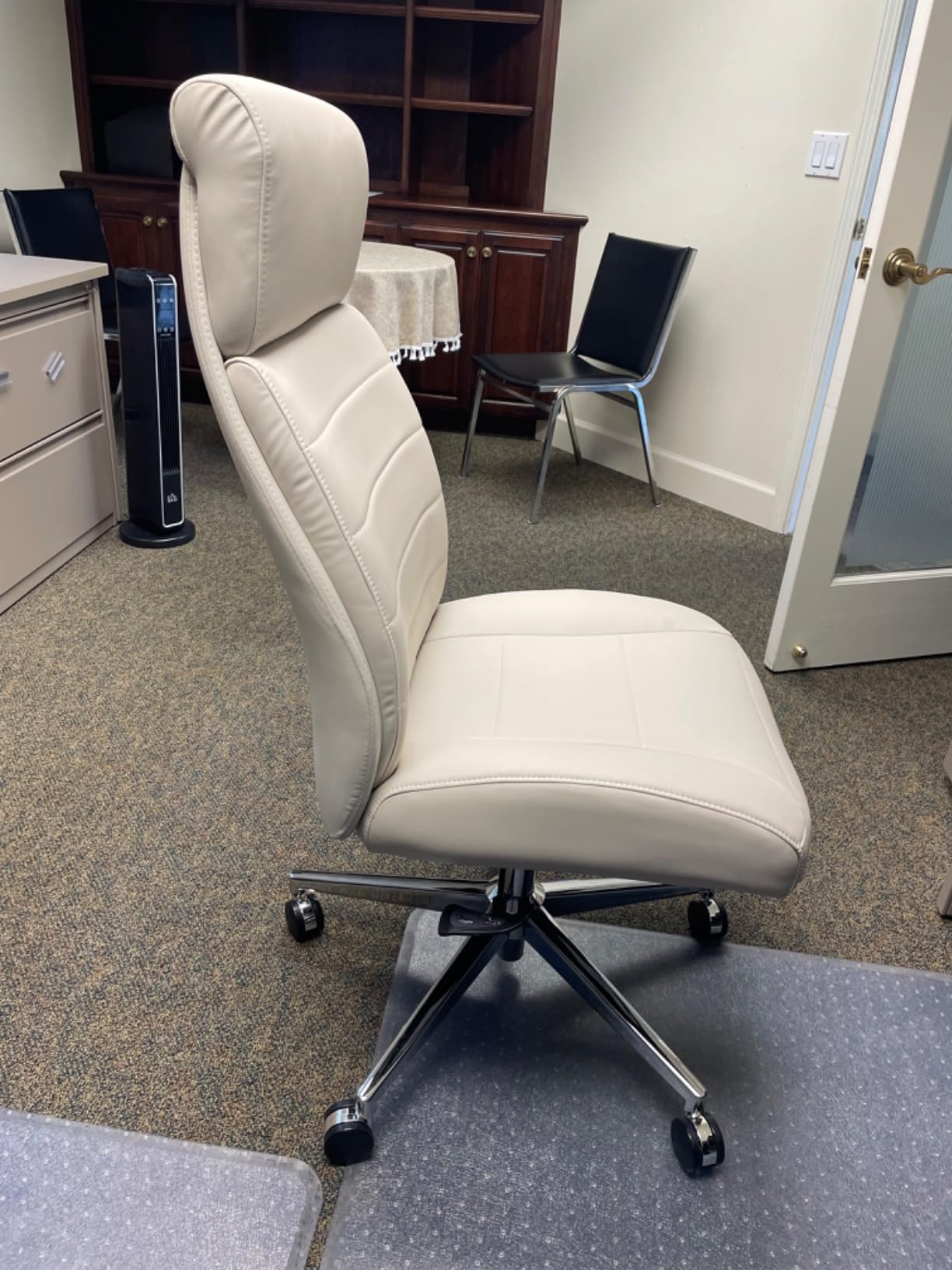 Realspace Modern Comfort Modee Vegan Leather High-Back Executive Office Chair, Sand/Chrome, BIFMA Compliant customer photo 1
