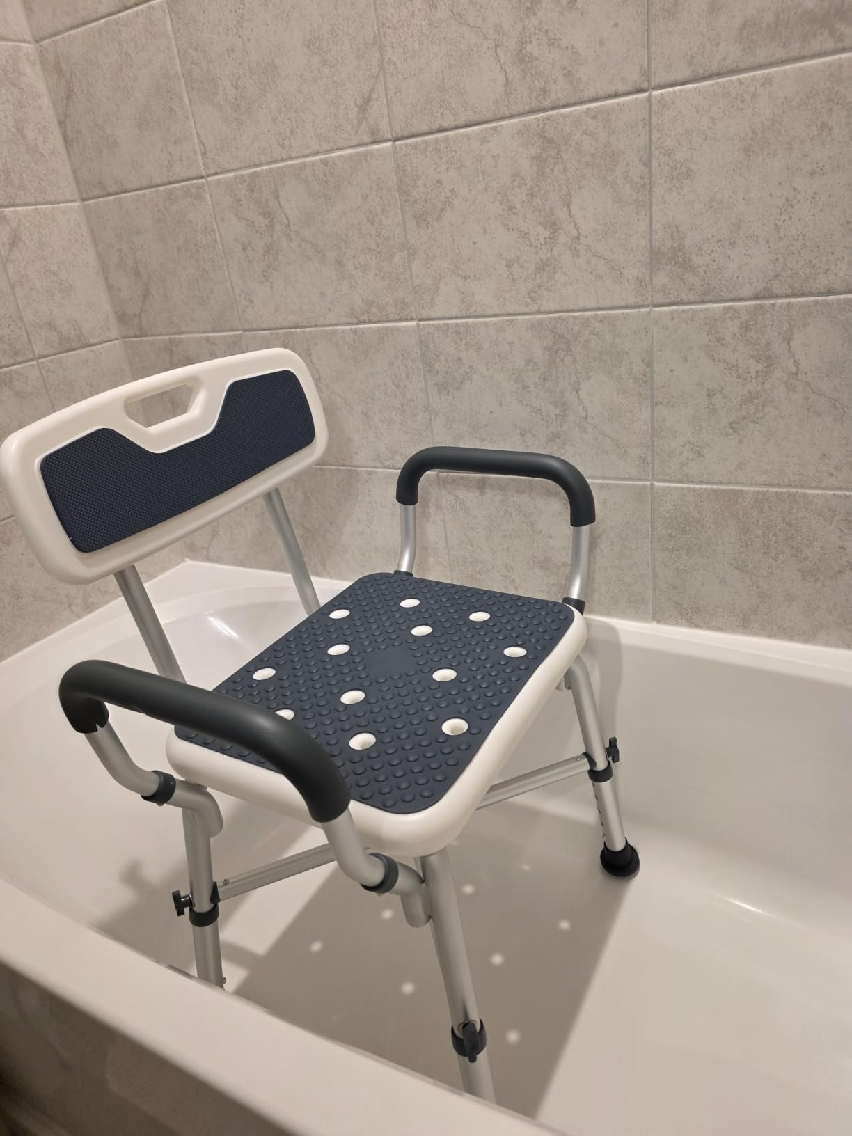 PELEGON Shower Chair for Elderly and Disabled (450lb) with Padded Armrests and Back, Adjustable Height Shower Seat, Heavy Duty Shower Chairs for Inside Shower, Handicap - Blue customer photo 2