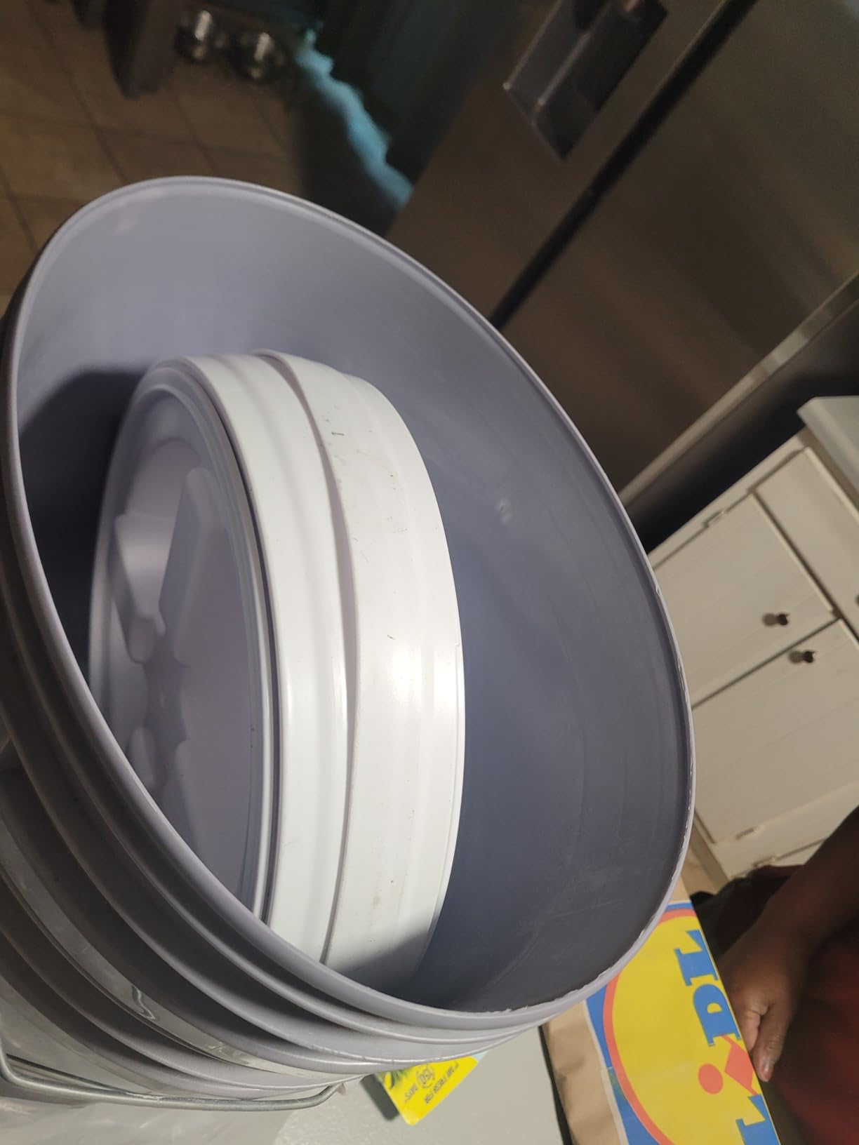 5-Gallon White Bucket Pail with Gamma Seal Screw on Airtight Lid, Heavy-Duty 90MIL Extra Durable, Food Grade, Metal Handles with Plastic Grip for Easy Carrying, Easy Stack & Store, BPA Free - 3 Pack customer photo 1