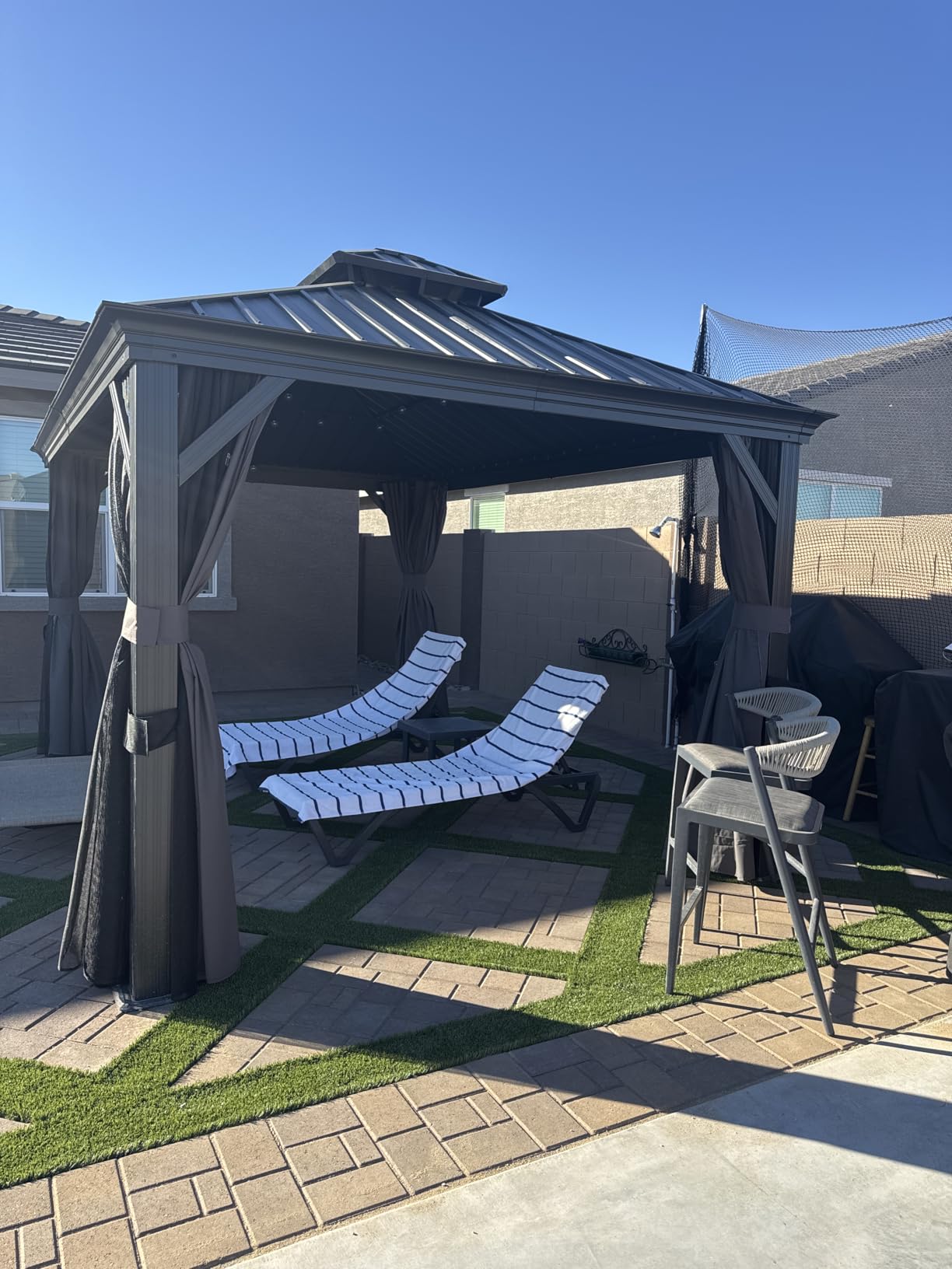PURPLE LEAF Hardtop Gazebo 12' X 16' Aluminum with Light, Gray customer photo 2