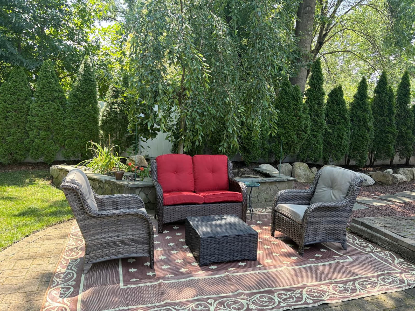 Pauwer Waterproof Outdoor Rug 5x8, Plastic Straw Patio Rug, Leaf Brown customer photo 2