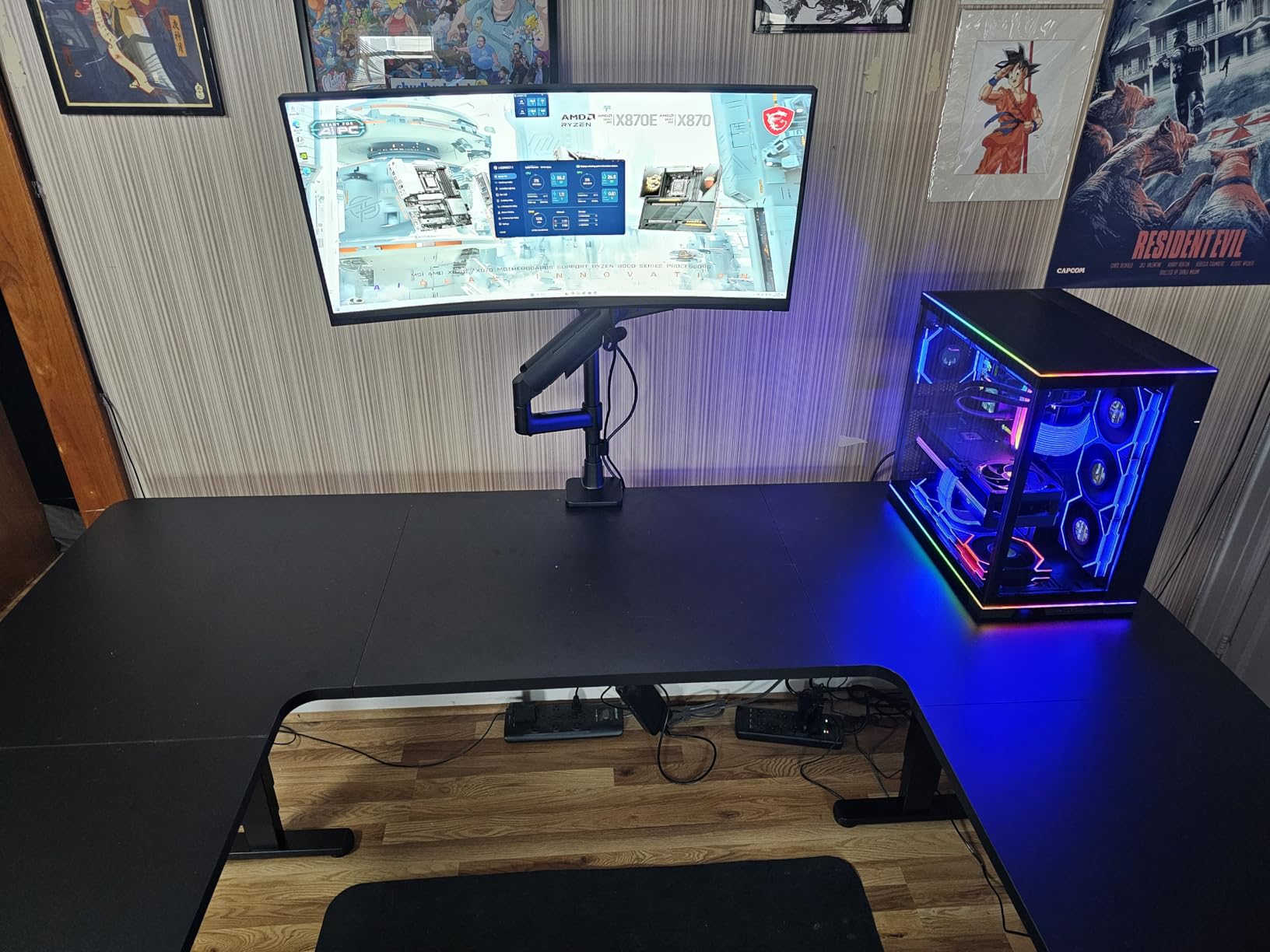 VIVO Black U-Shaped 83 x 60 in Standing Desk, DESK-E4UBB | Electric, Holds 220 lbs, Large, Sit Stand, Height Adjustable, Memory Presets, Black Top, Black Frame customer photo 1