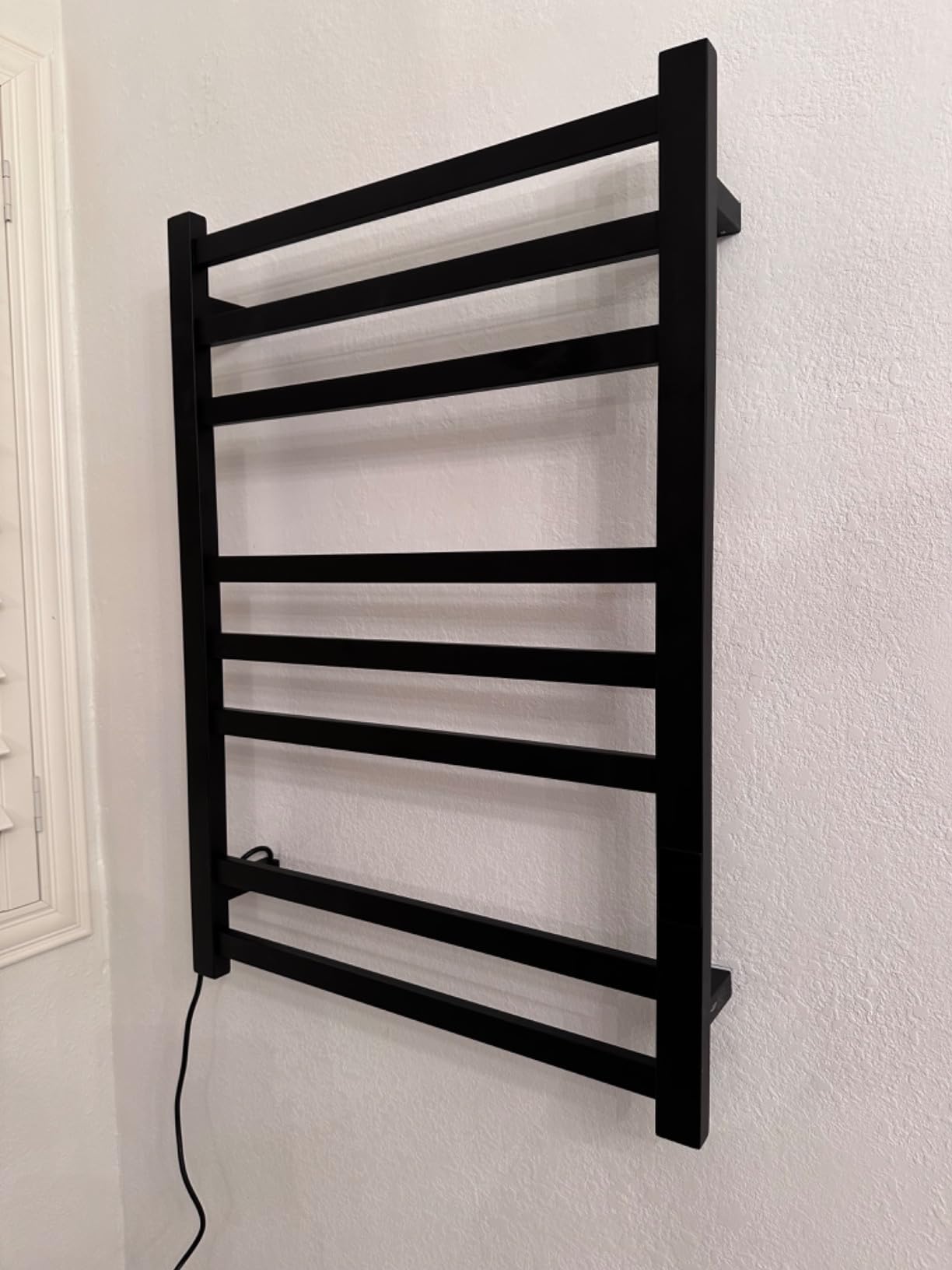 Heated Towel Rack, 8-Bar Wall Mount, Matte Black Stainless Steel customer photo 2