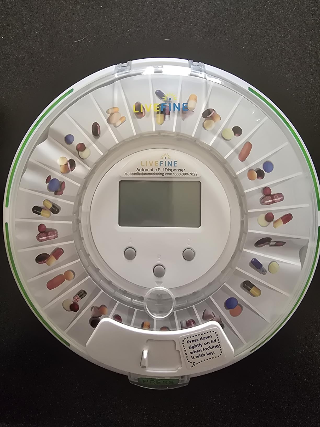 LiveFine Bluetooth Pill Dispenser, 9 Dosage Rings, 28-Day, Frosted Lid customer photo 2