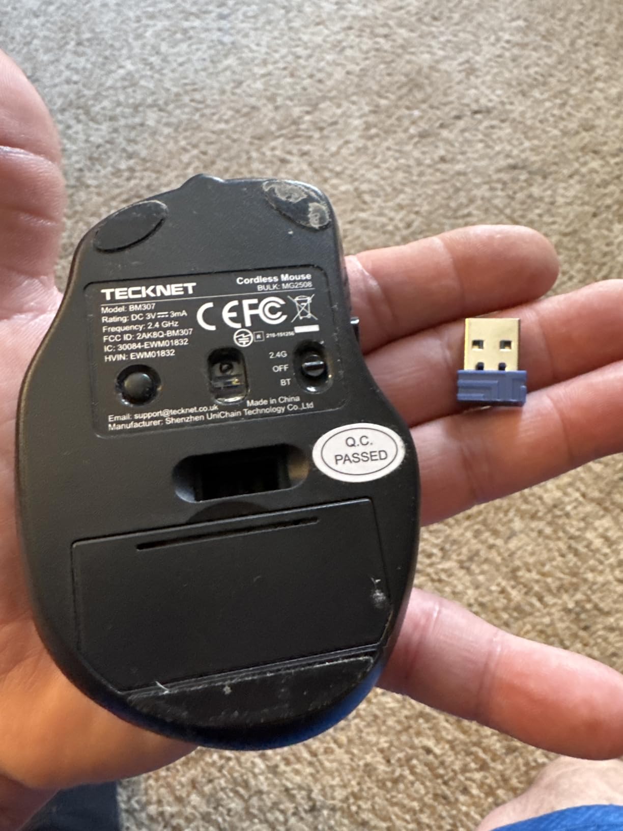 TECKNET Wireless Mouse, BT 5.0/2.4G, Silent 4800 DPI 6 Buttons, Grey customer photo 2