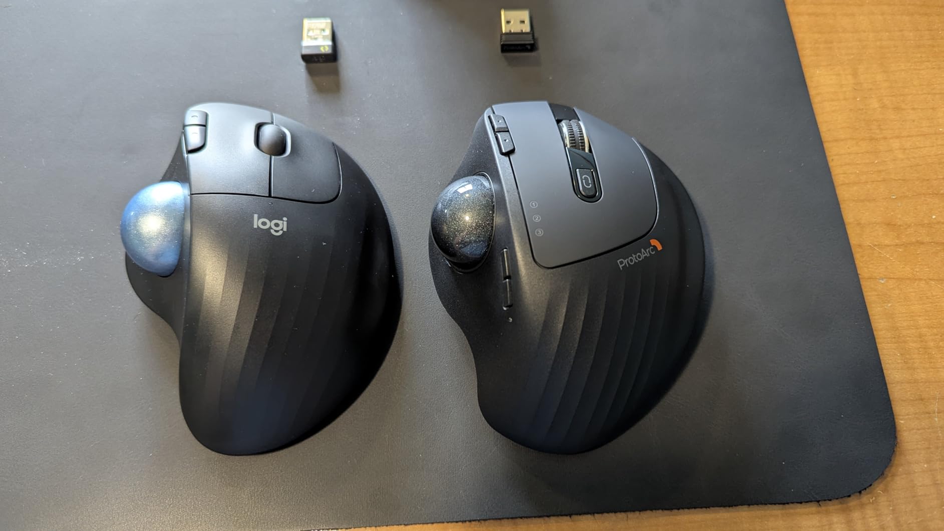 ProtoArc EM01 NL Wireless Trackball Mouse, Rechargeable Thumb Control, Gray | 0/20° Adjustable Angle to Reduce Fatigue, Triple-Device Bluetooth & 2.4G USB-A for Office Use, Silent Click, Easy to Clean customer photo 1