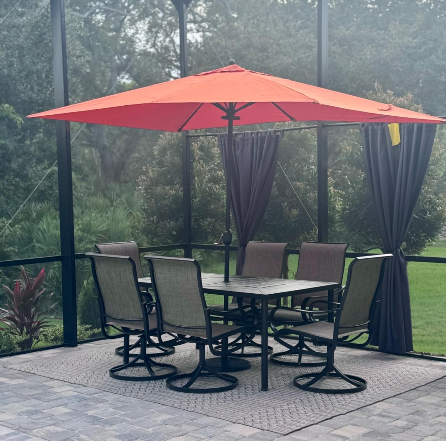 Sophia & William Outdoor Dining Set for 8 w/Square Metal Table, Blue customer photo 2