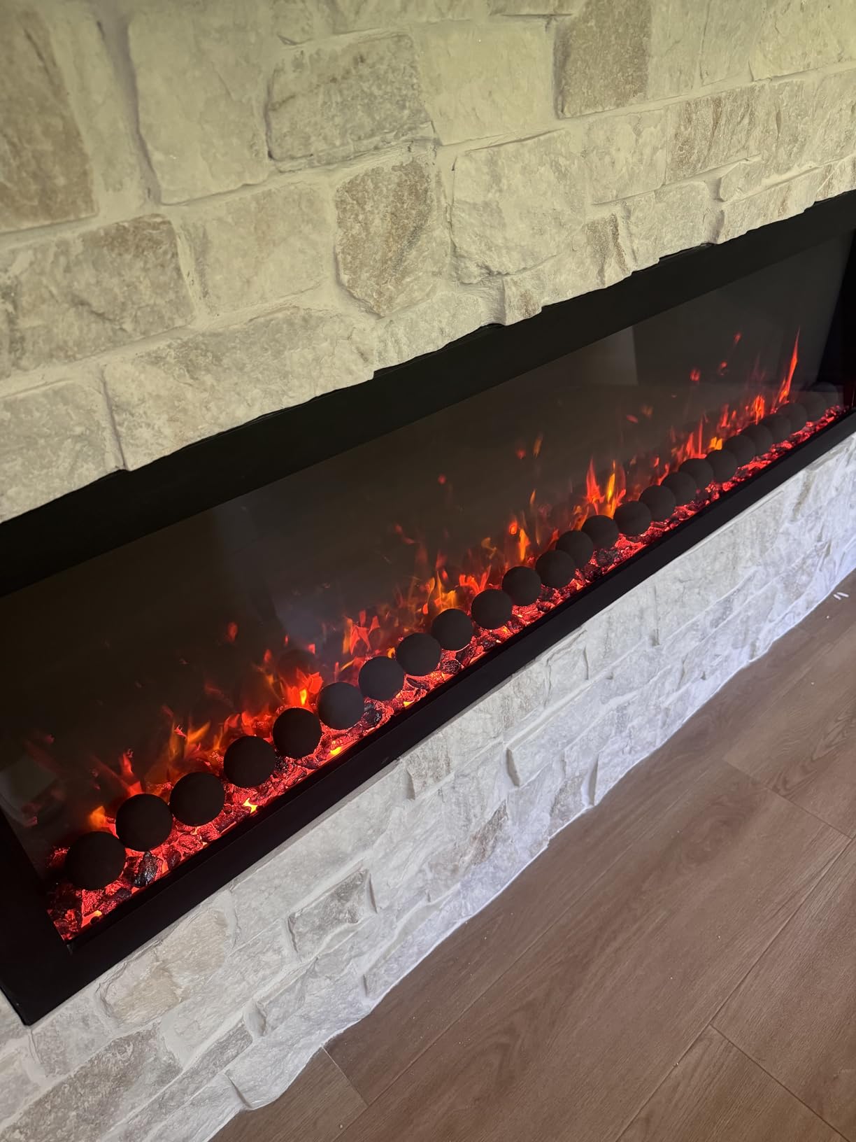 PuraFlame Bernice 60 Inch Smart Linear Electric Fireplace - Clean Hidden Vent Design, Flame with 9 Colors, Recessed in-Wall or Wall-Mount or Free Standing, Compatible with Alexa and Google Assistant customer photo 2