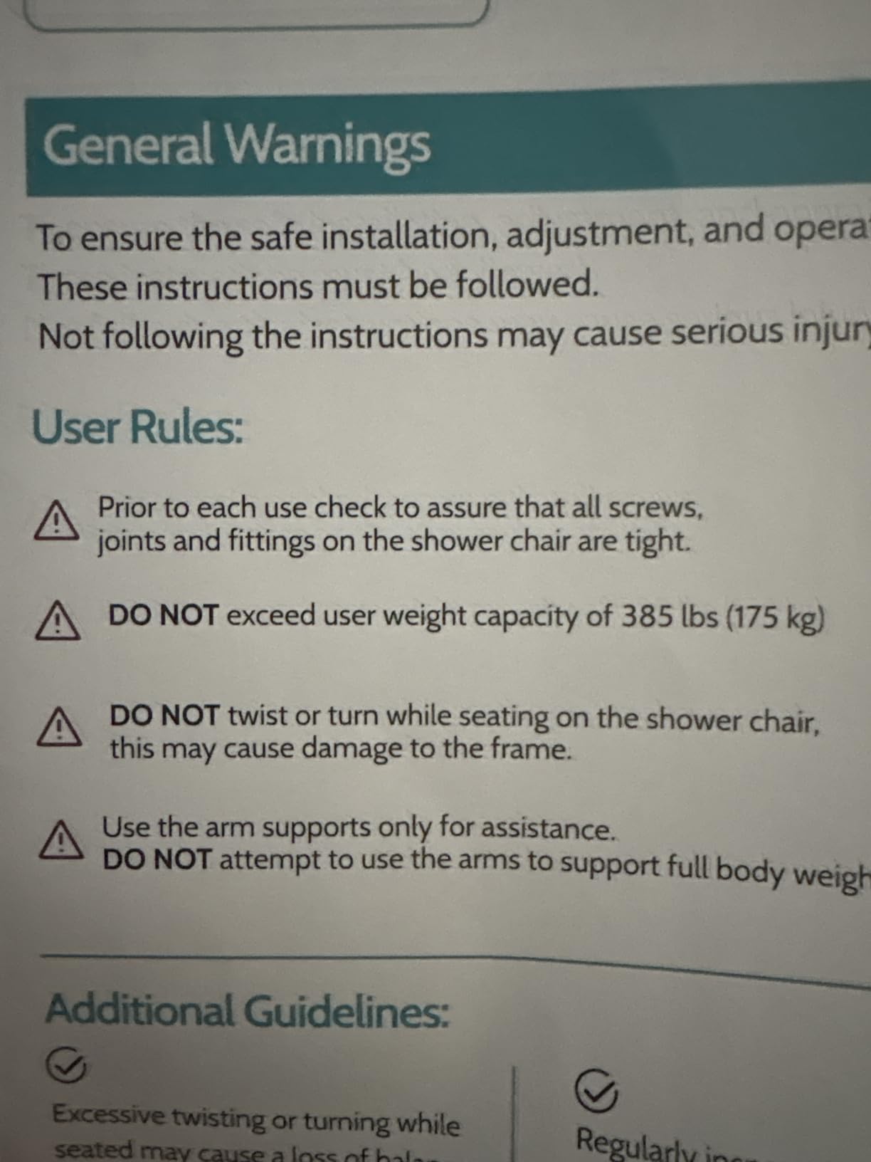 VFAUOSIT Shower Chair with Removable Arms and Back, 550 lb Adjustable Seat customer photo 1