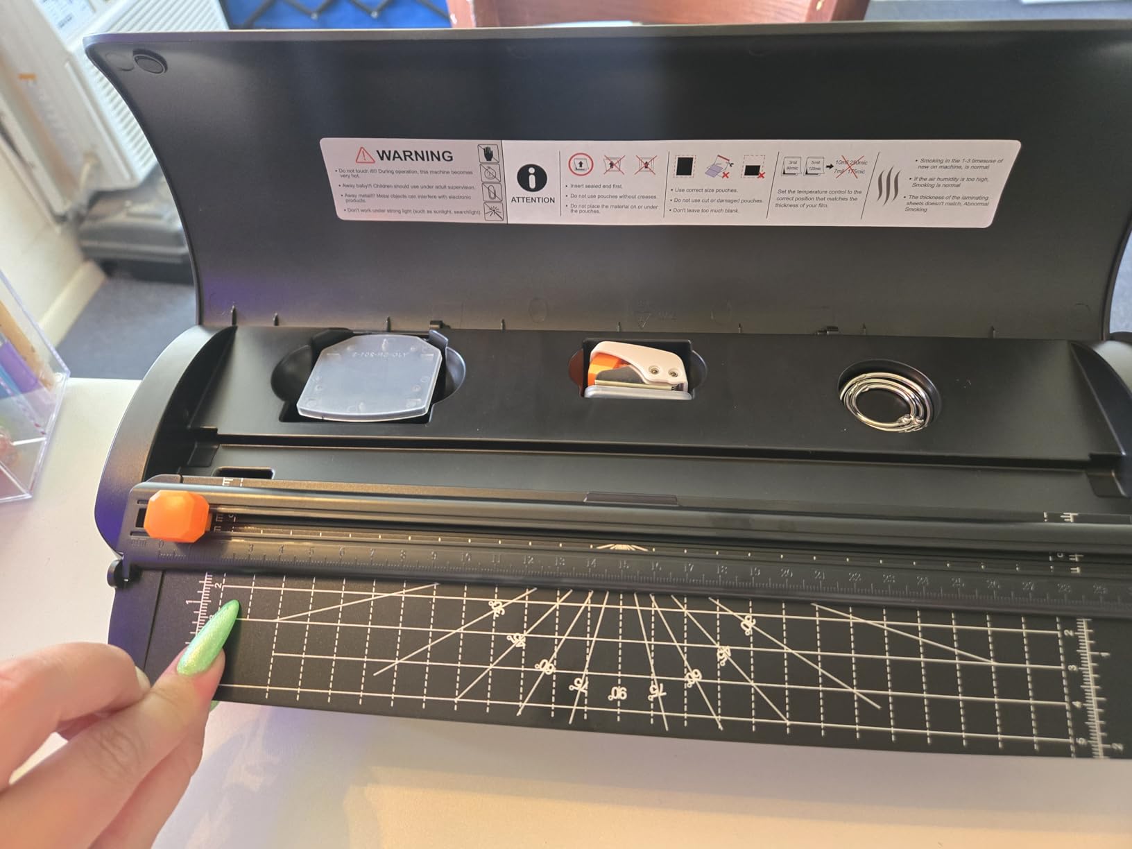 Qfun Office Presentation Laminator Machine 11x17 with 30 Laminating Sheet | Green,3/5 Mil Thermal Cold Laminate Machine 13 Inch 60s Warm-Up, NTC Control, Lamination Machine with Paper Trimmer for Home customer photo 1