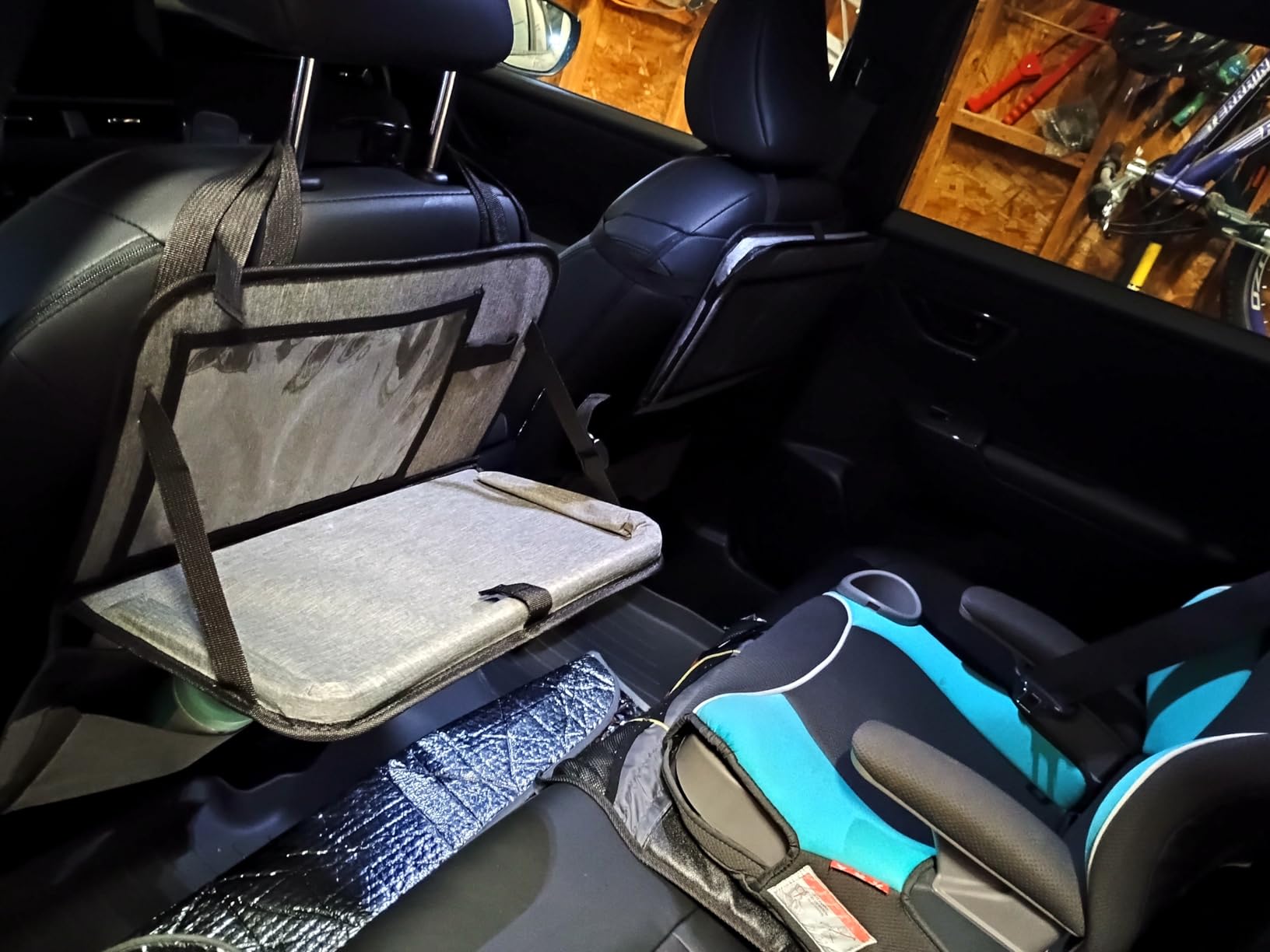 Car Backseat Organizer with Table Tray(2-Pack) 9 Storage Pockets Backseat Car Organizer and storage with Tablet Holder, Kick Mats Back Seat Cover for Kids family Road Trip Essentials Travel customer photo 1