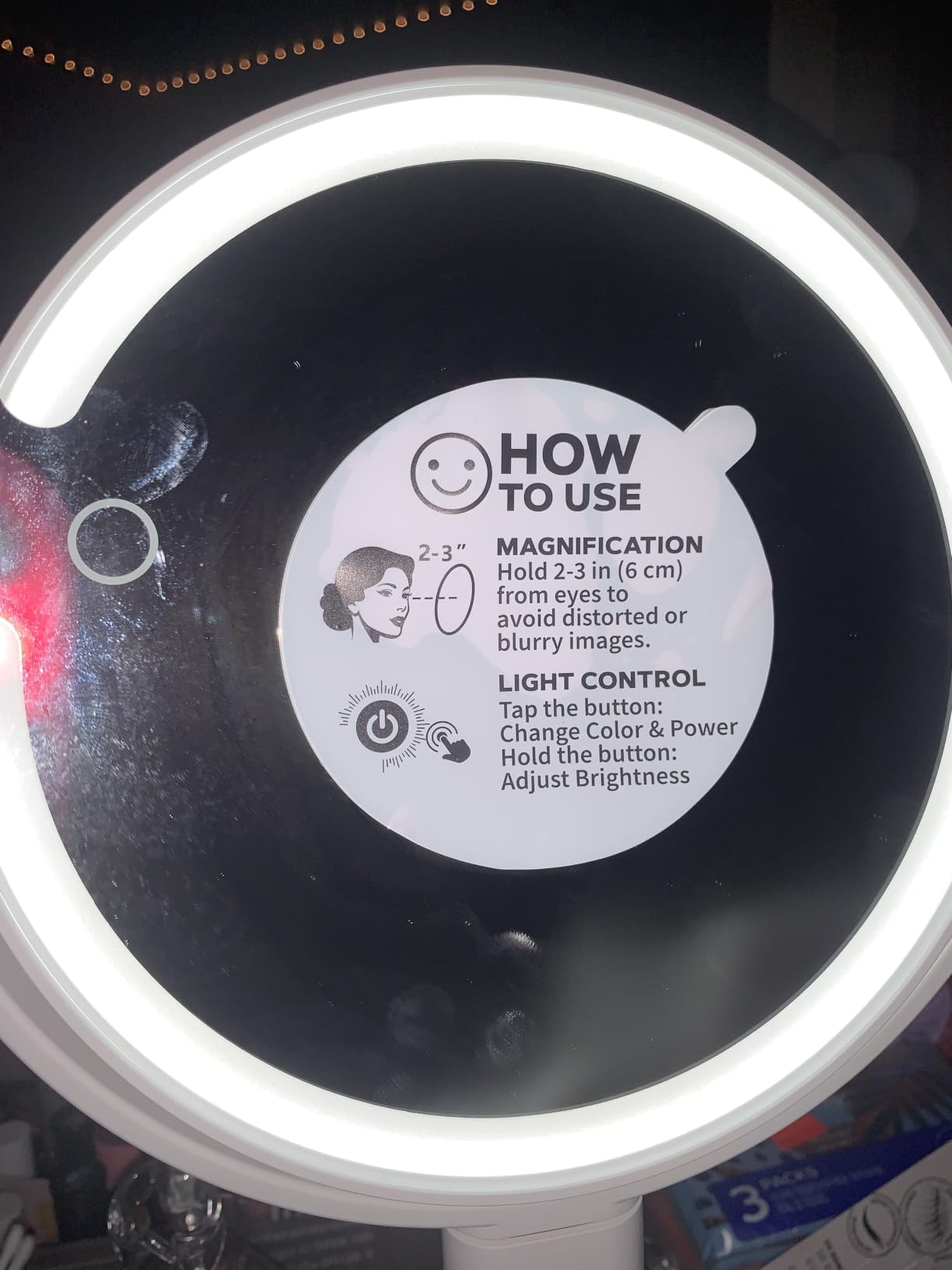 MOMOKUBA Makeup Mirror with Lights, 20X Magnifying Mirrors, Height Adjustable, Vanity Mirror with Lights Rechargeable 3 Color Modes, Double-Sided Detachable Travel Mirrors, Gift for Women, White customer photo 2