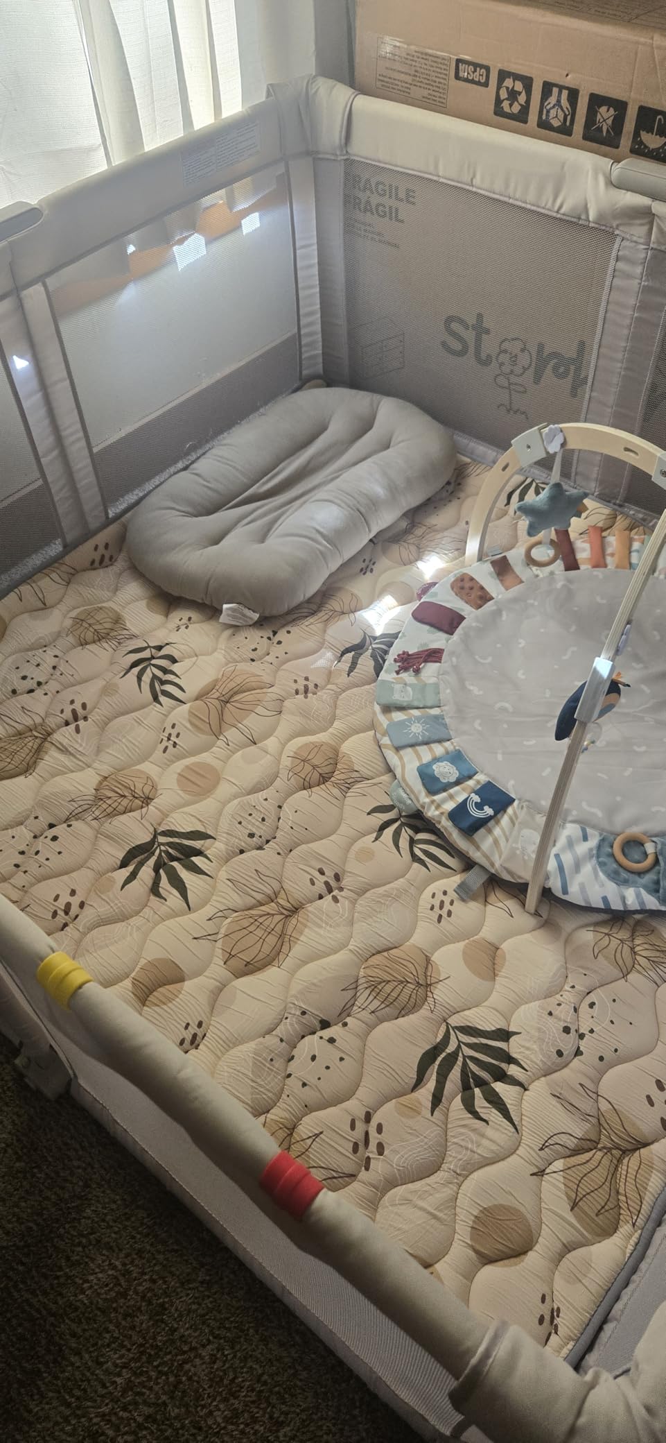 Blissful Diary Baby Play Mats for Floor, 50x50 Playpen Mat, Thick Cushioning Padding Foam Playmat for Baby and Toddlers Infants, Non-Slip & Machine Washable, Earth Tones Design customer photo 1
