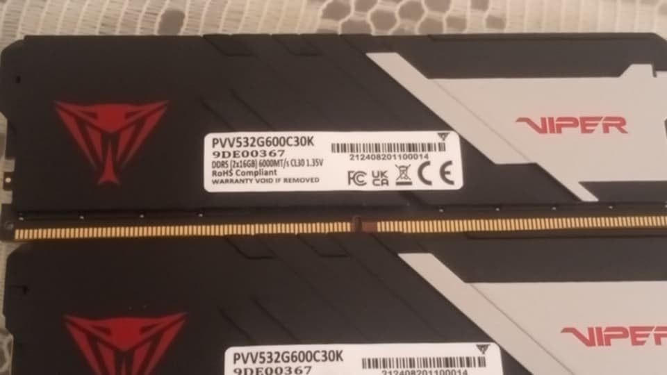 Patriot Viper Venom DDR5 RAM 32GB (2X16GB) 6000MHz CL30 Desktop Memory customer photo 1