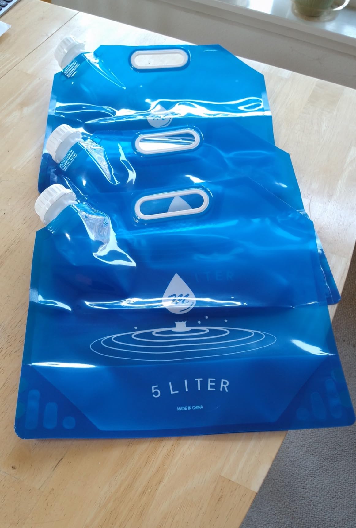 SOCATER Water Container Bags, 4 Packs BPA Free No-Leak Foldable Plastic 1.3 Gallon Water Container Bag for Camping Hiking Backpack Emergency Storage Jug customer photo 2