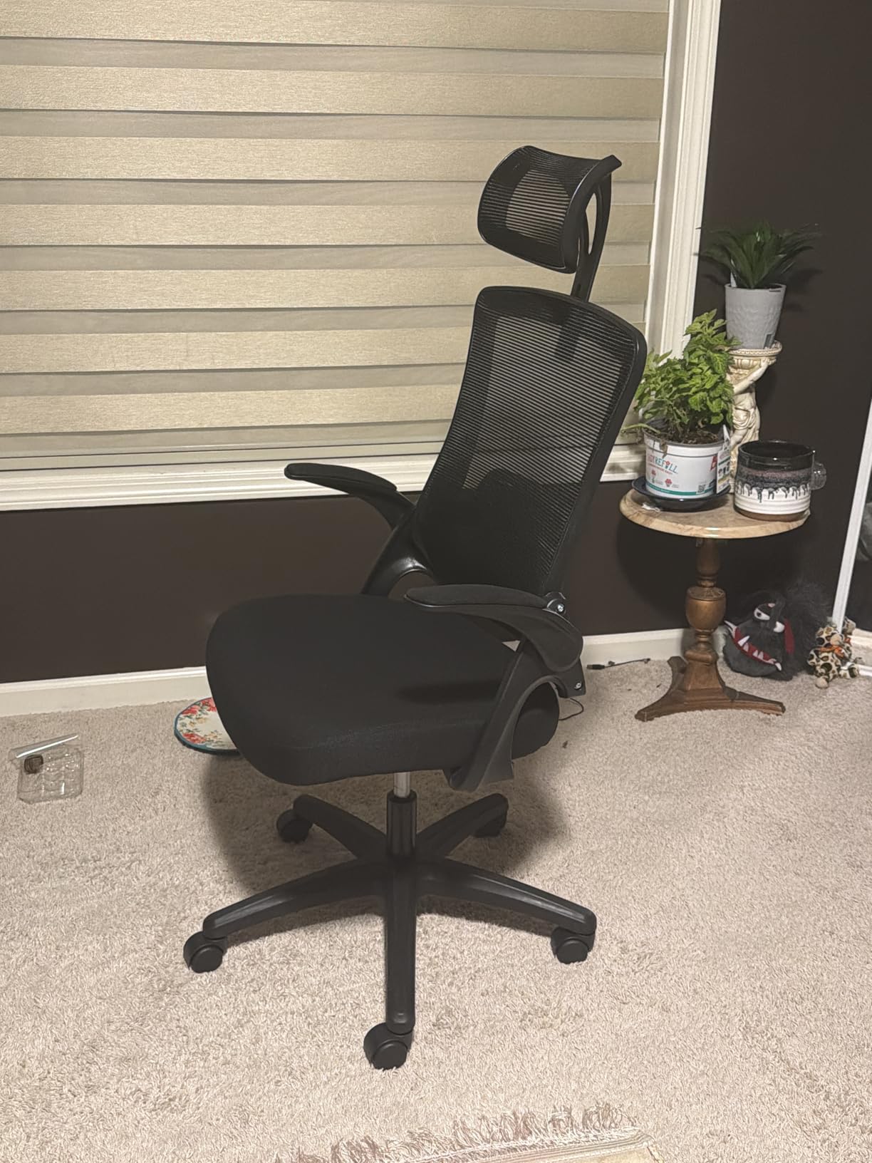NEO CHAIR Office Desk Chair with Ergonomic High Back Mesh Headrest, Beige | Adjustable Headrest and Lumbar Support with Flip-Up Armrests Designed for Extended Sitting Comfort While Saving Space customer photo 1