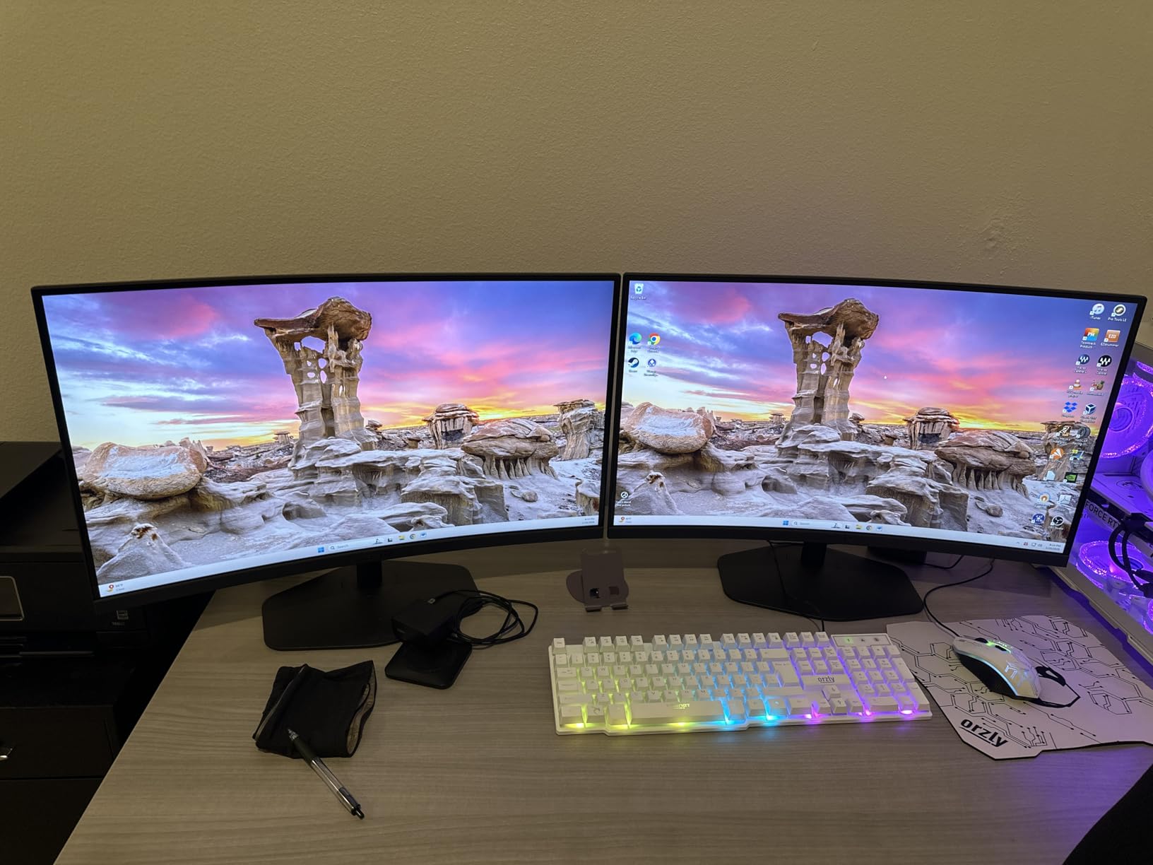 2-Pack Curved 27 Inch FHD 100Hz Computer Monitor, HDMI X2, R1500, 1ms, 100% sRGB, Built-in Speakers, Wall Mount, Tilt, Professional and Gaming, Machine Black customer photo 1