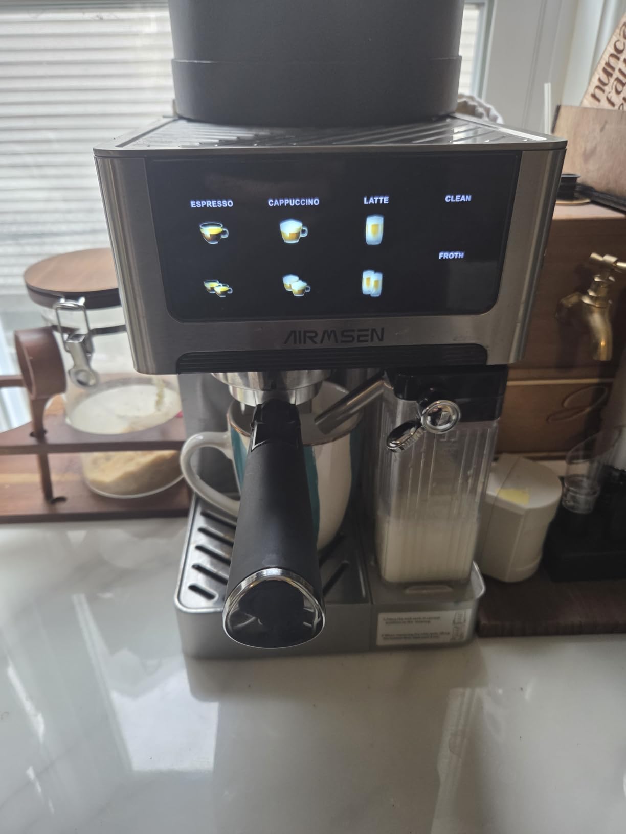 AIRMSEN 20 Bar Espresso Machine with Automatic Milk Frother, Cappuccino & Latte Coffee Maker, Dual Boiler, Stainless Steel customer photo 2