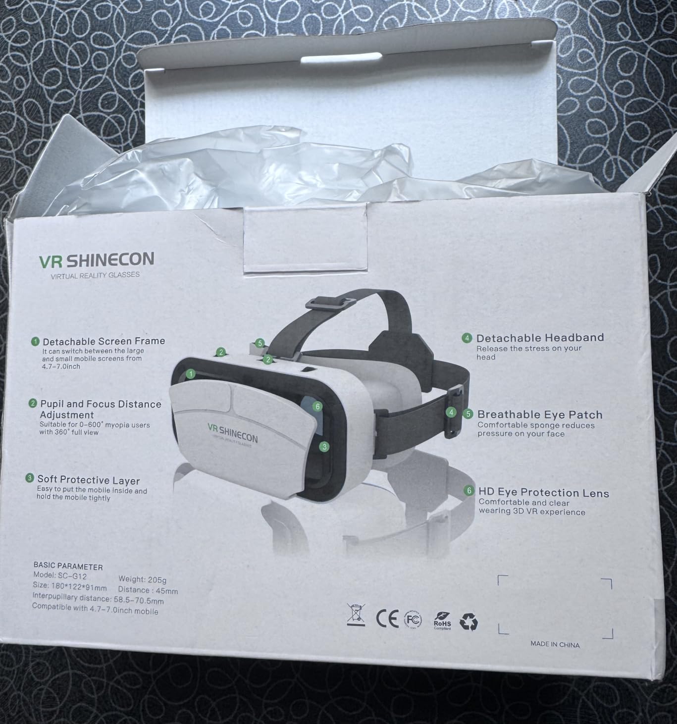Virtual Reality Goggles, 3D VR Glasses Adjustable VR Virtual Reality Headset with Wide Angle Lens, Universal 3D VR Headset for Kids Adults, HD Goggles for Phone Movies Games customer photo 2